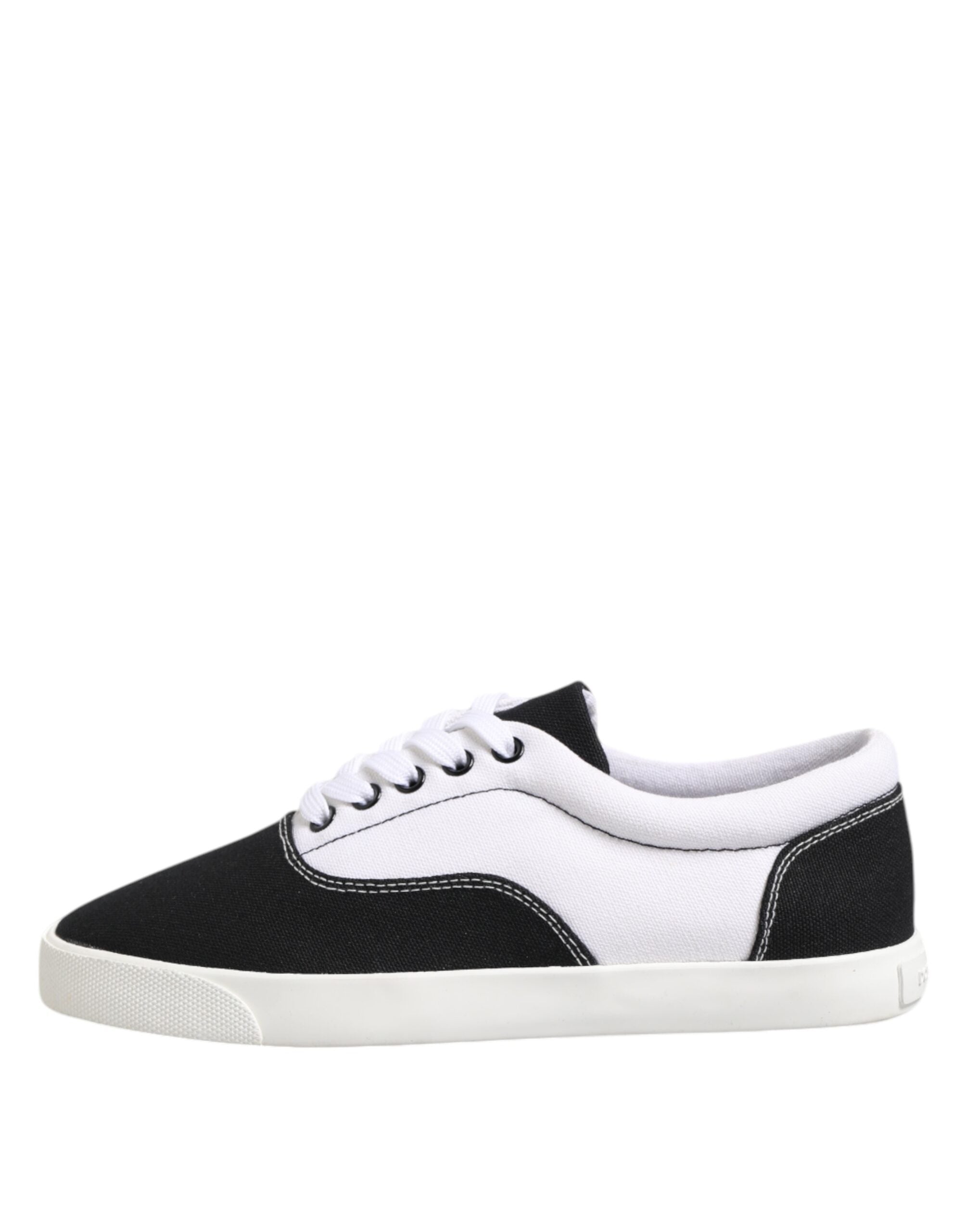 Dolce & Gabbana Black Cotton Canvas Lace Up Men's Sneakers Shoes-6