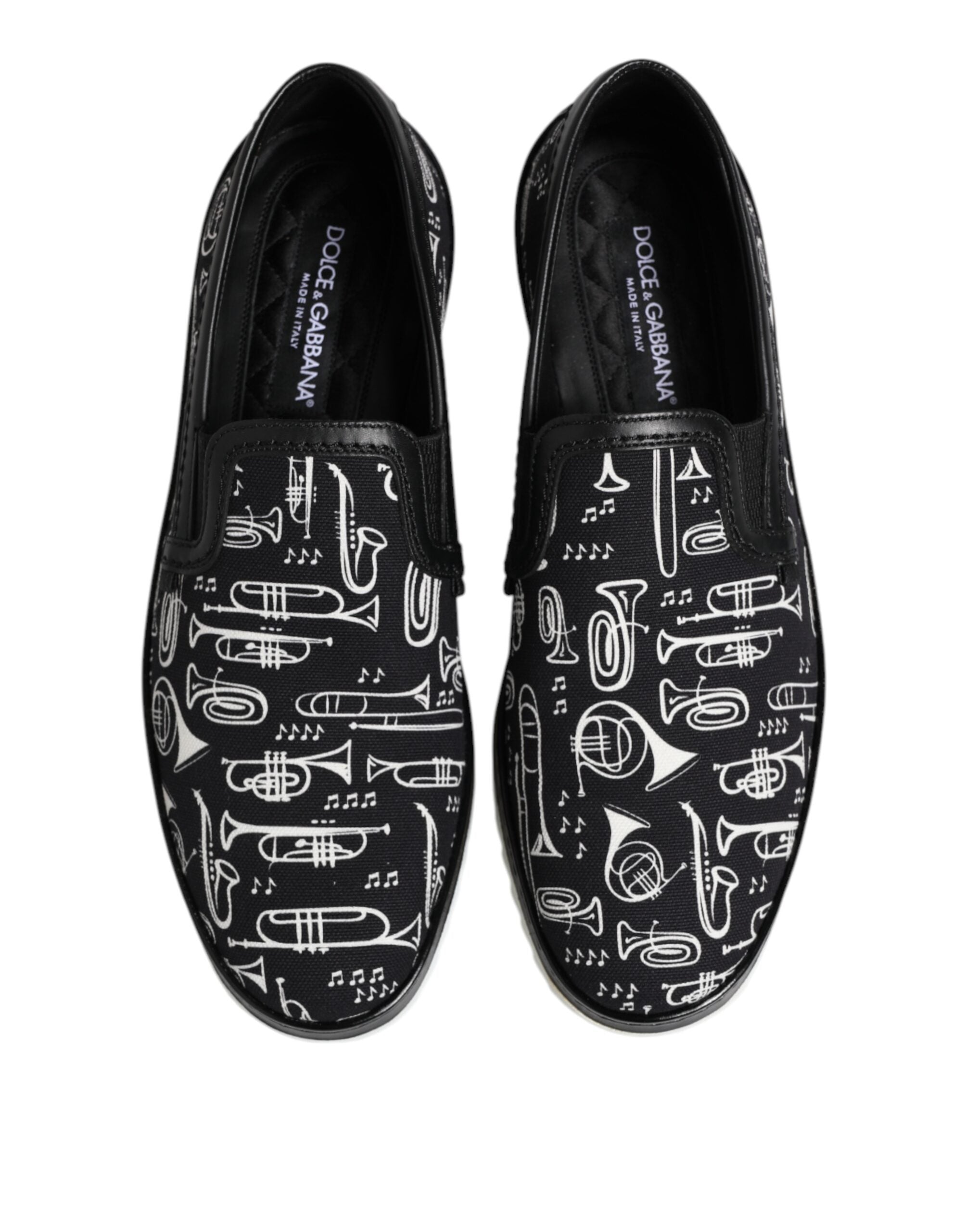 Dolce & Gabbana Black Slip-On Printed Men's Loafers Shoes-3