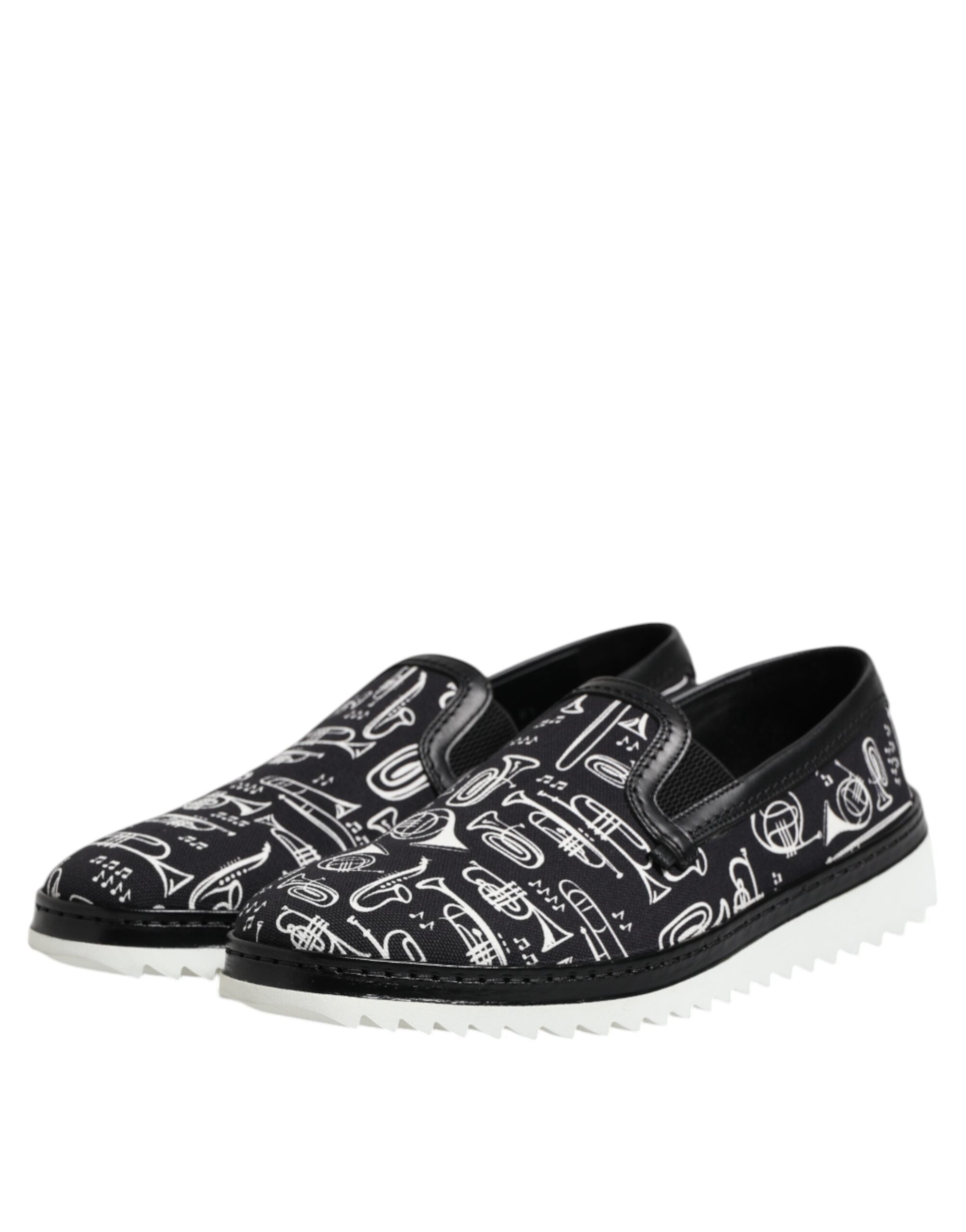 Dolce & Gabbana Black Slip-On Printed Men's Loafers Shoes-4