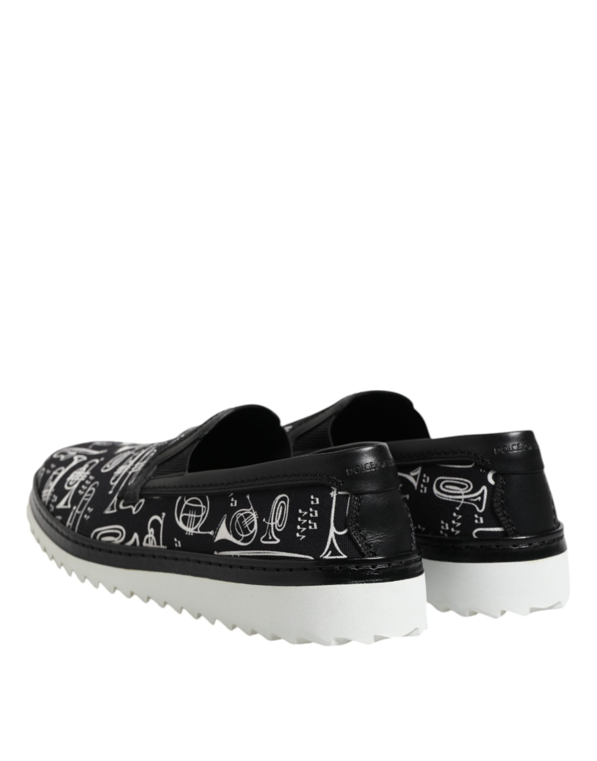 Dolce & Gabbana Black Slip-On Printed Men's Loafers Shoes-5