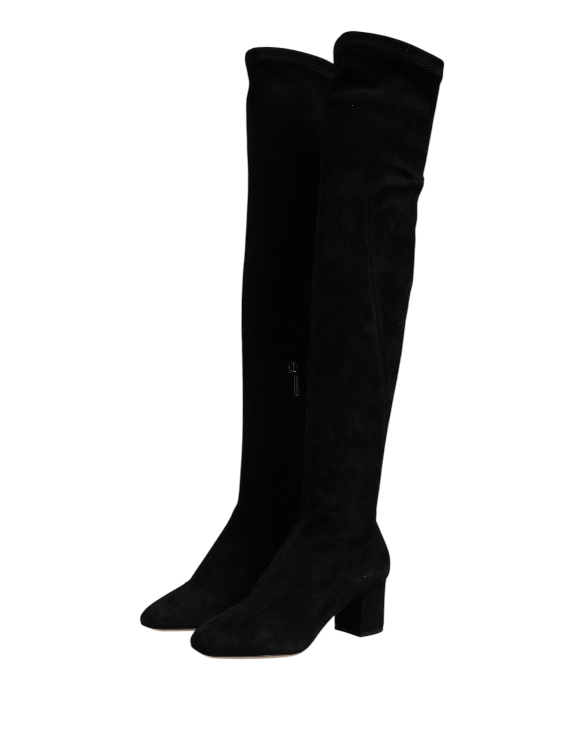 Dolce & Gabbana Black knee-high suede boots-4
