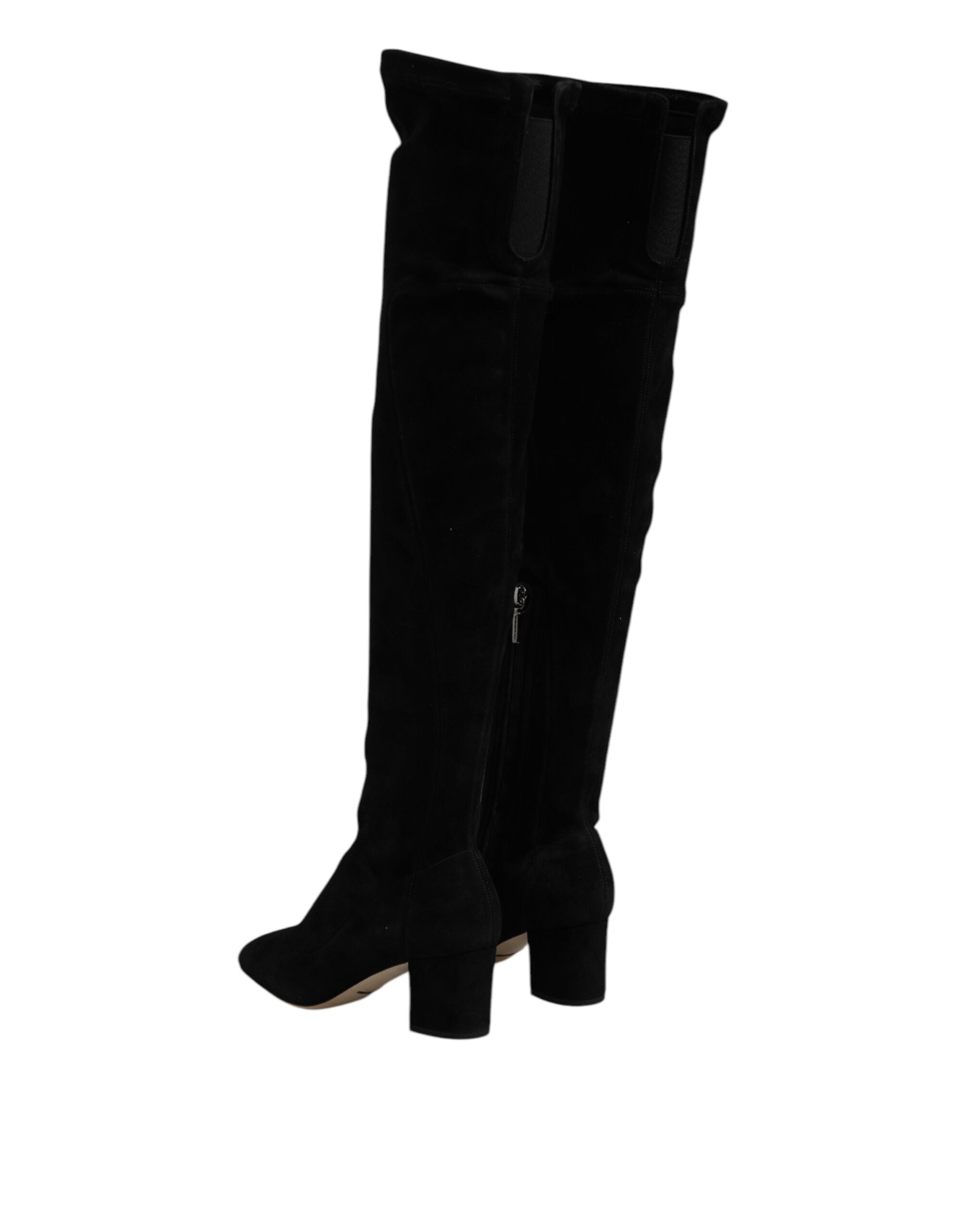 Dolce & Gabbana Black knee-high suede boots-5