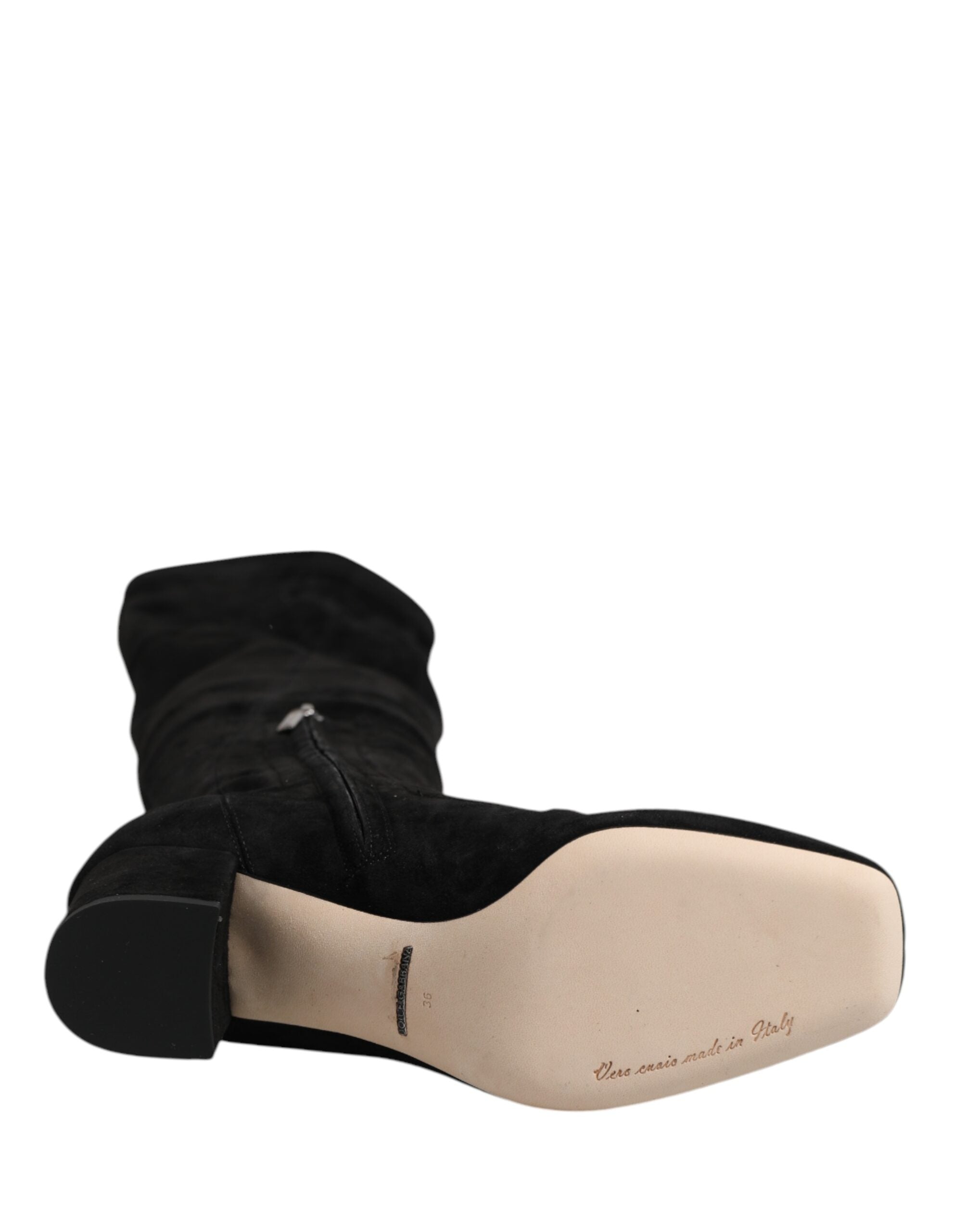 Dolce & Gabbana Black knee-high suede boots-8