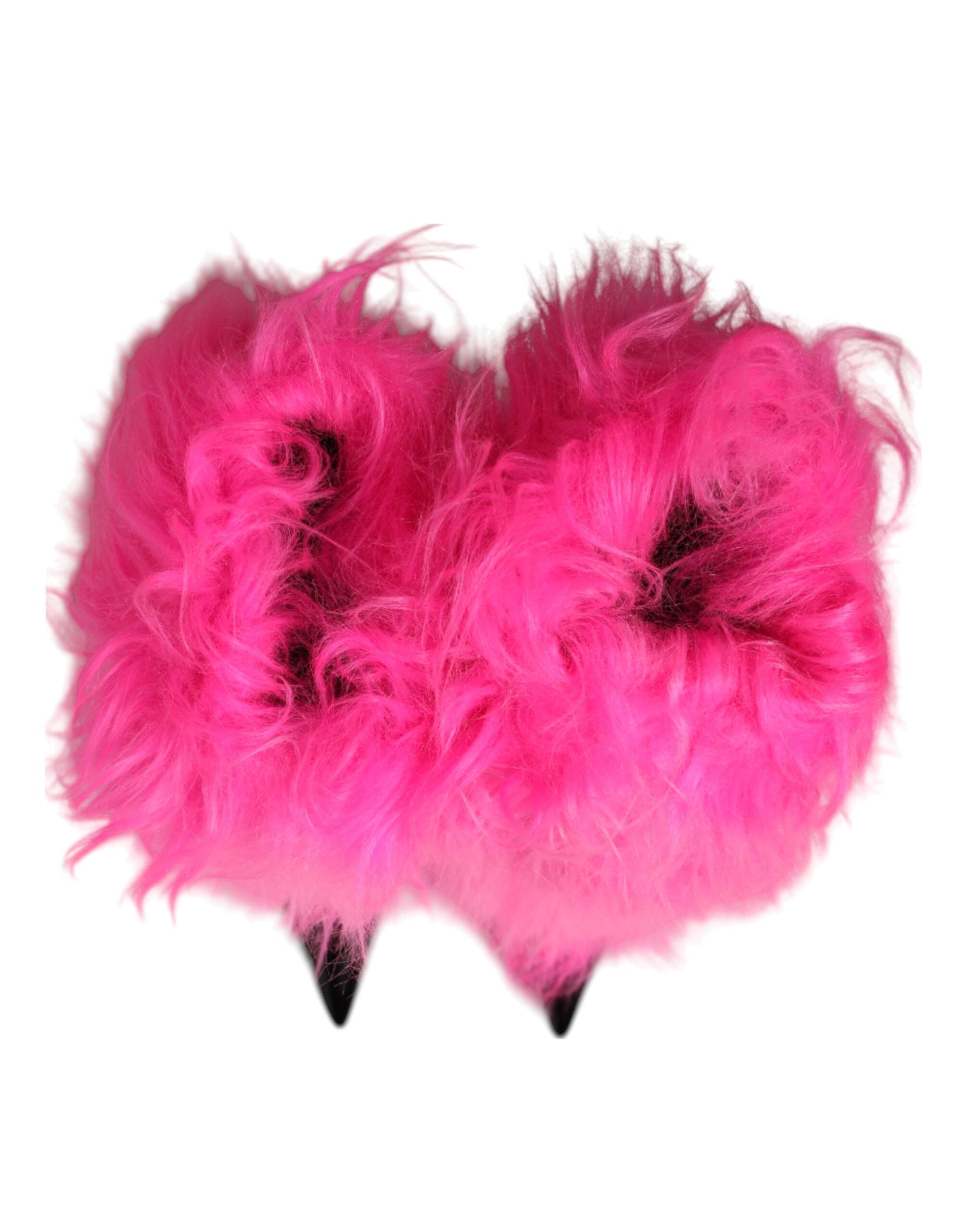 Dolce & Gabbana Pink Faux Fur Leather High Heels Boots Shoes-3