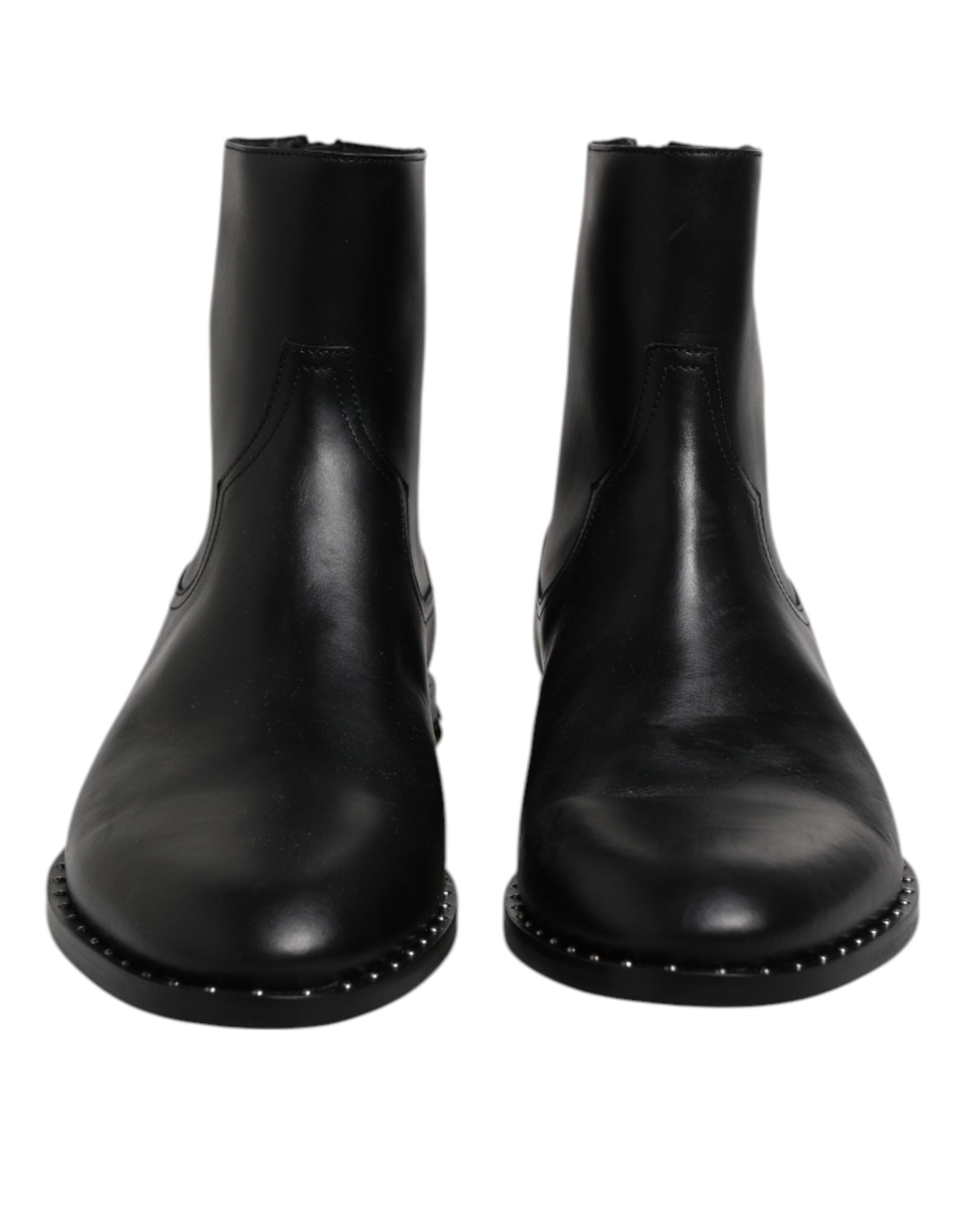 Dolce & Gabbana Schwarze Leder Logo-Stiefeletten Nietenschuhe-2
