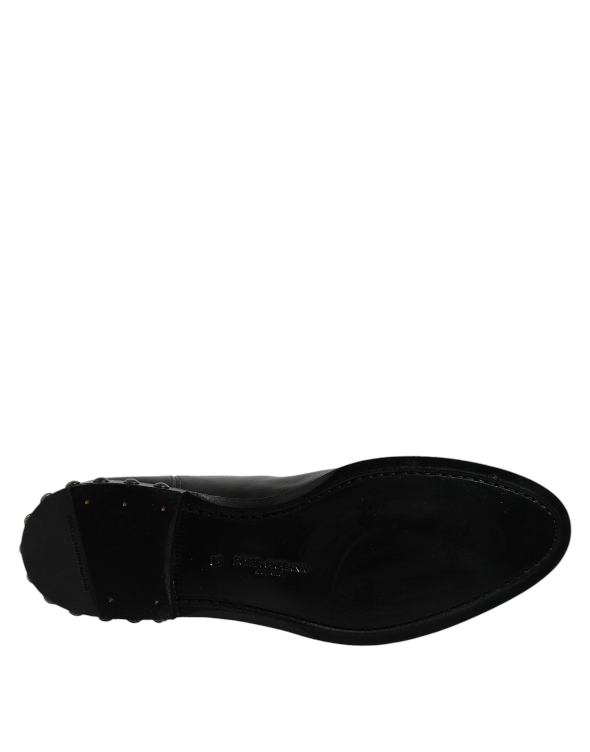Dolce & Gabbana Schwarze Leder Logo-Stiefeletten Nietenschuhe-8