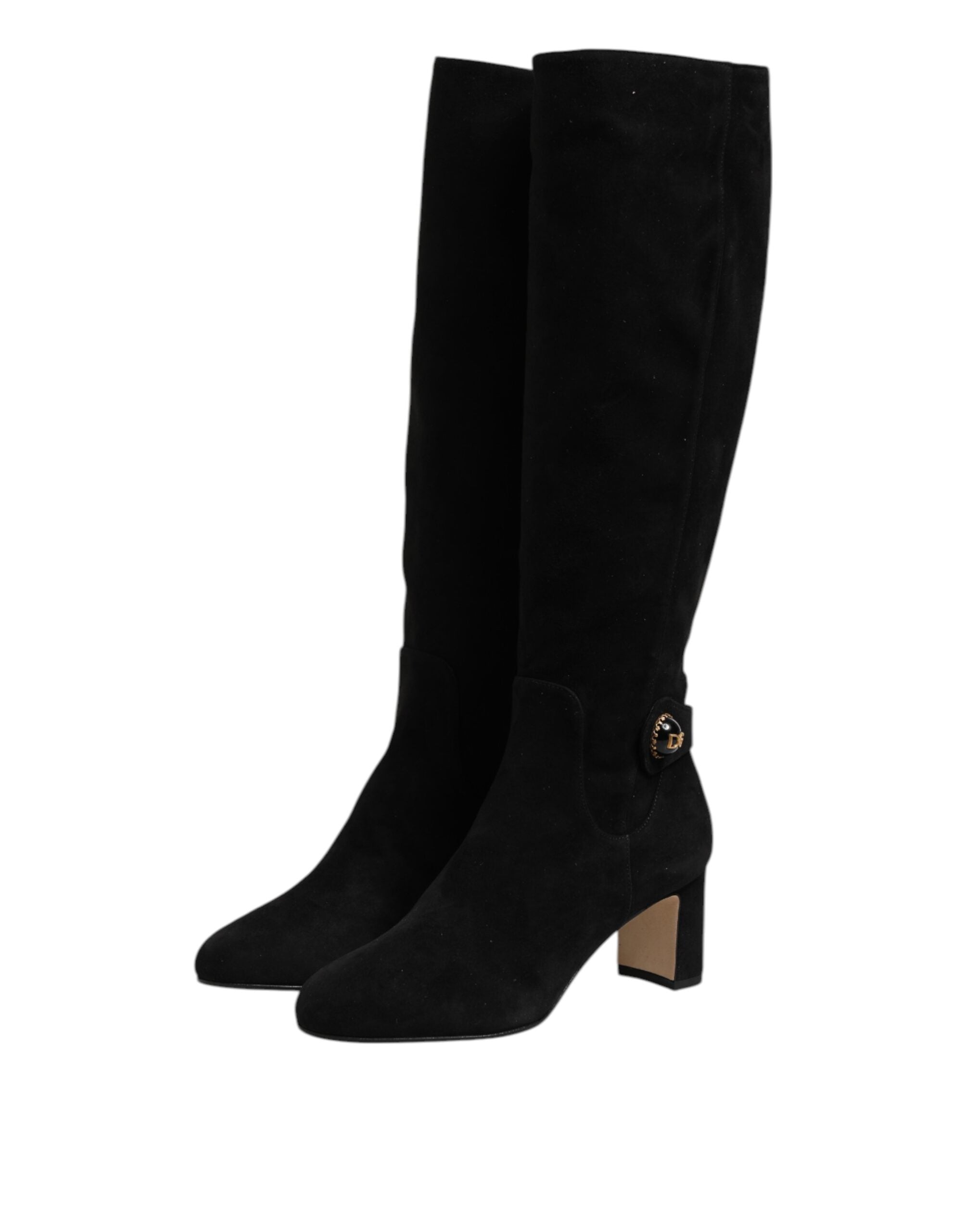 Dolce & Gabbana Black knee-high suede boots-4