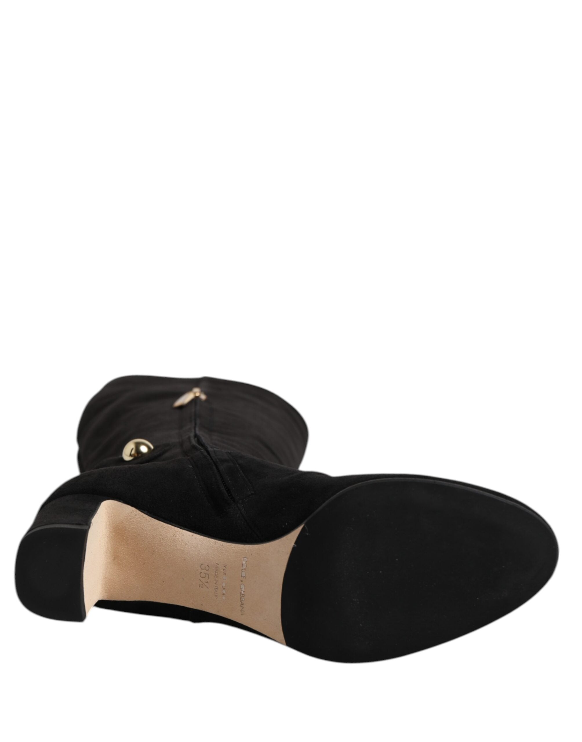 Dolce & Gabbana Black knee-high suede boots-8