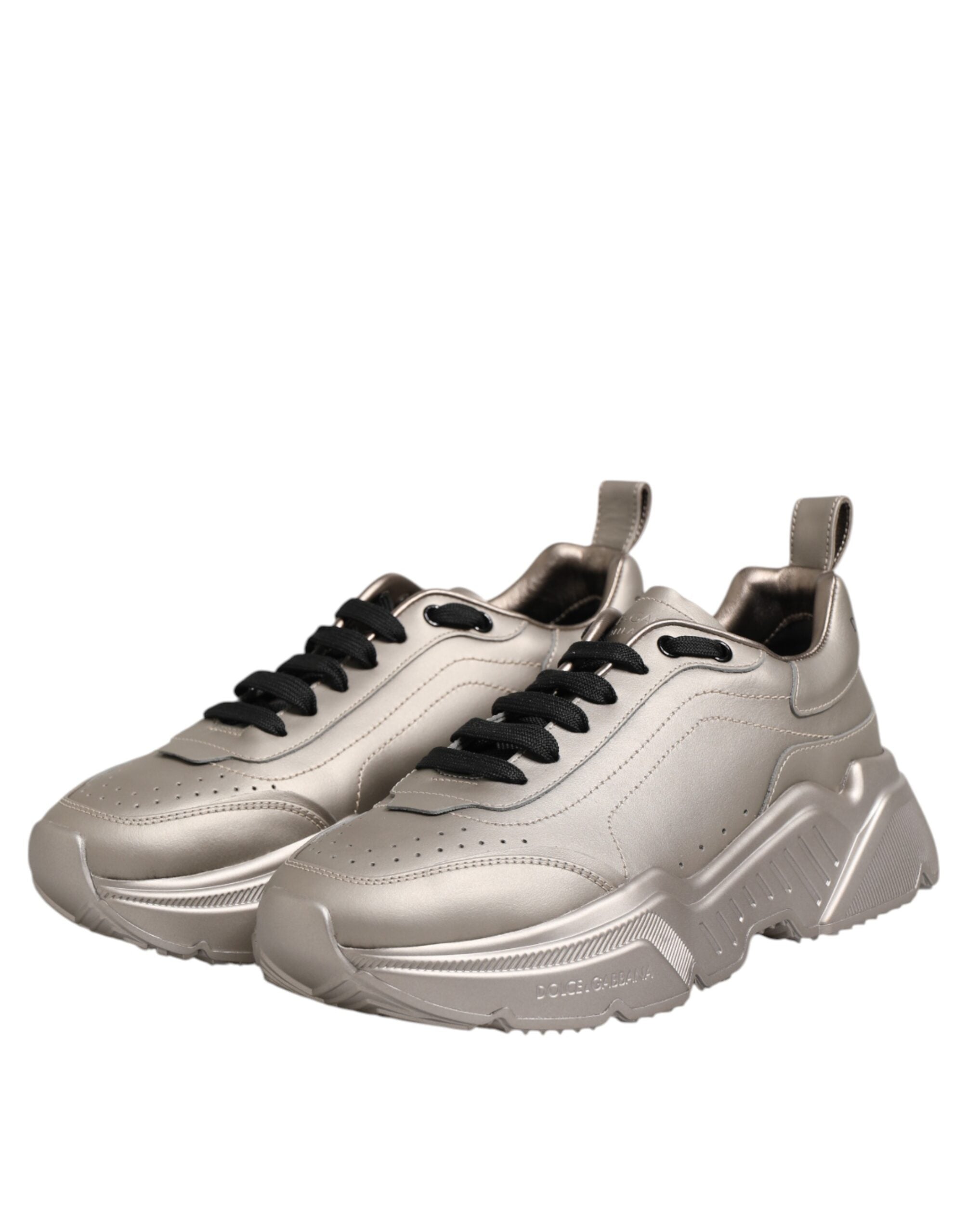 Dolce & Gabbana Silver DAYMASTER Leather Men's Sneakers Shoes-4