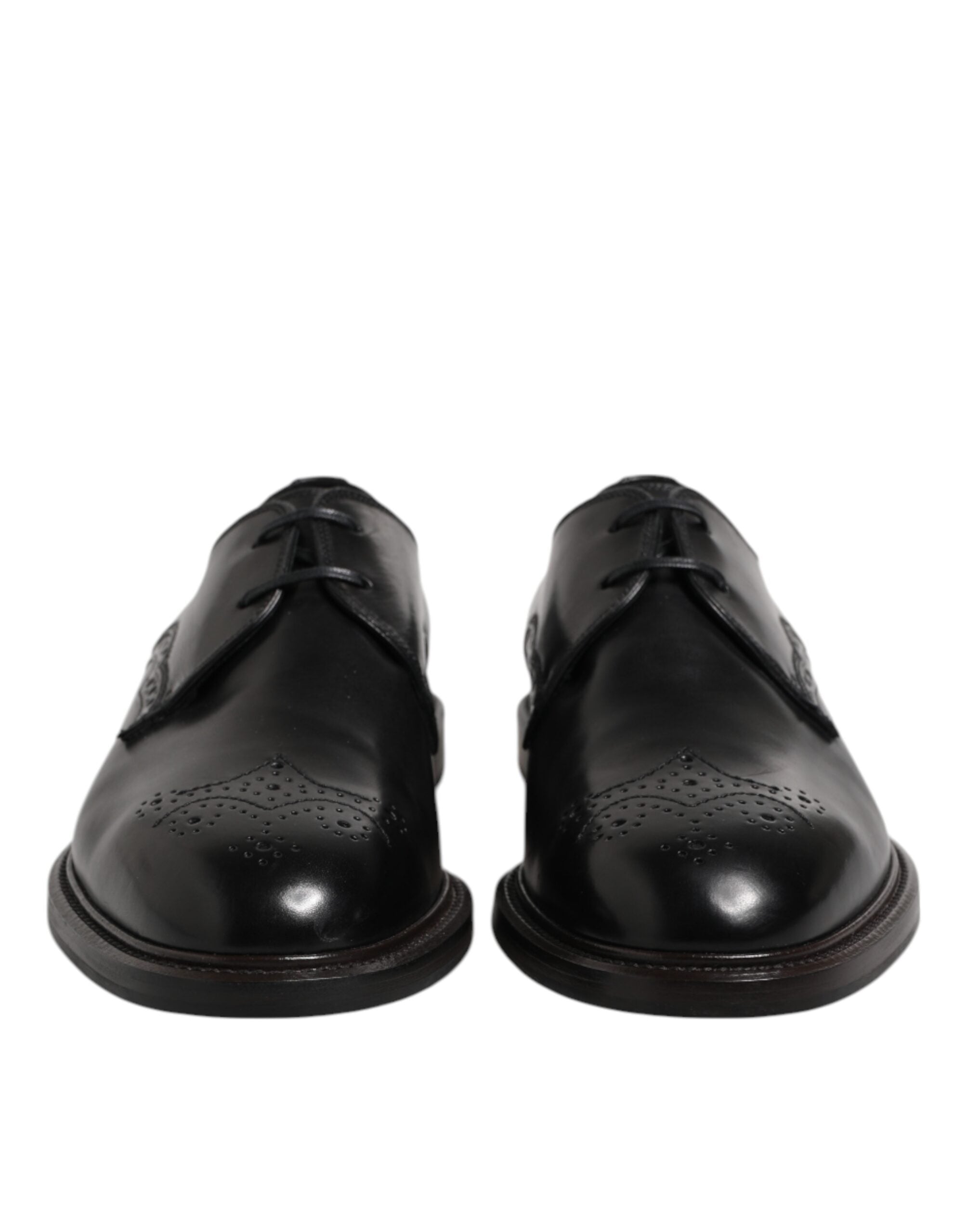 Dolce & Gabbana Black Leather Derby Wingtip Formal Shoes-2
