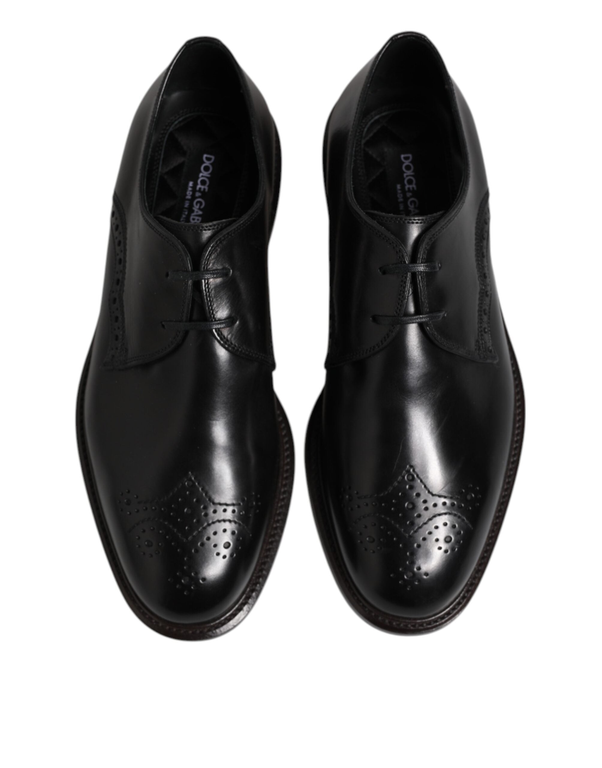 Dolce & Gabbana Black Leather Derby Wingtip Formal Shoes-3
