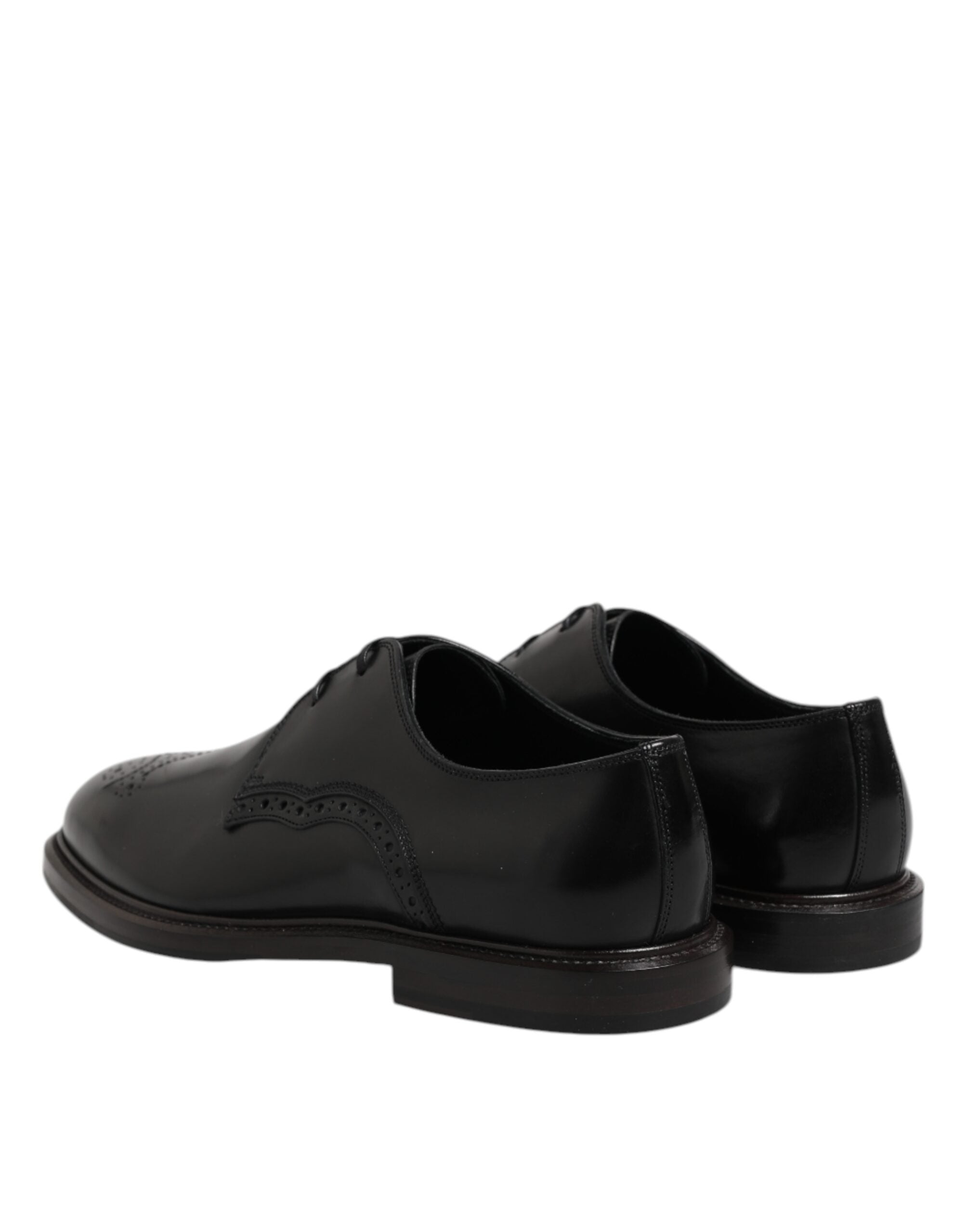 Dolce & Gabbana Black Leather Derby Wingtip Formal Shoes-5