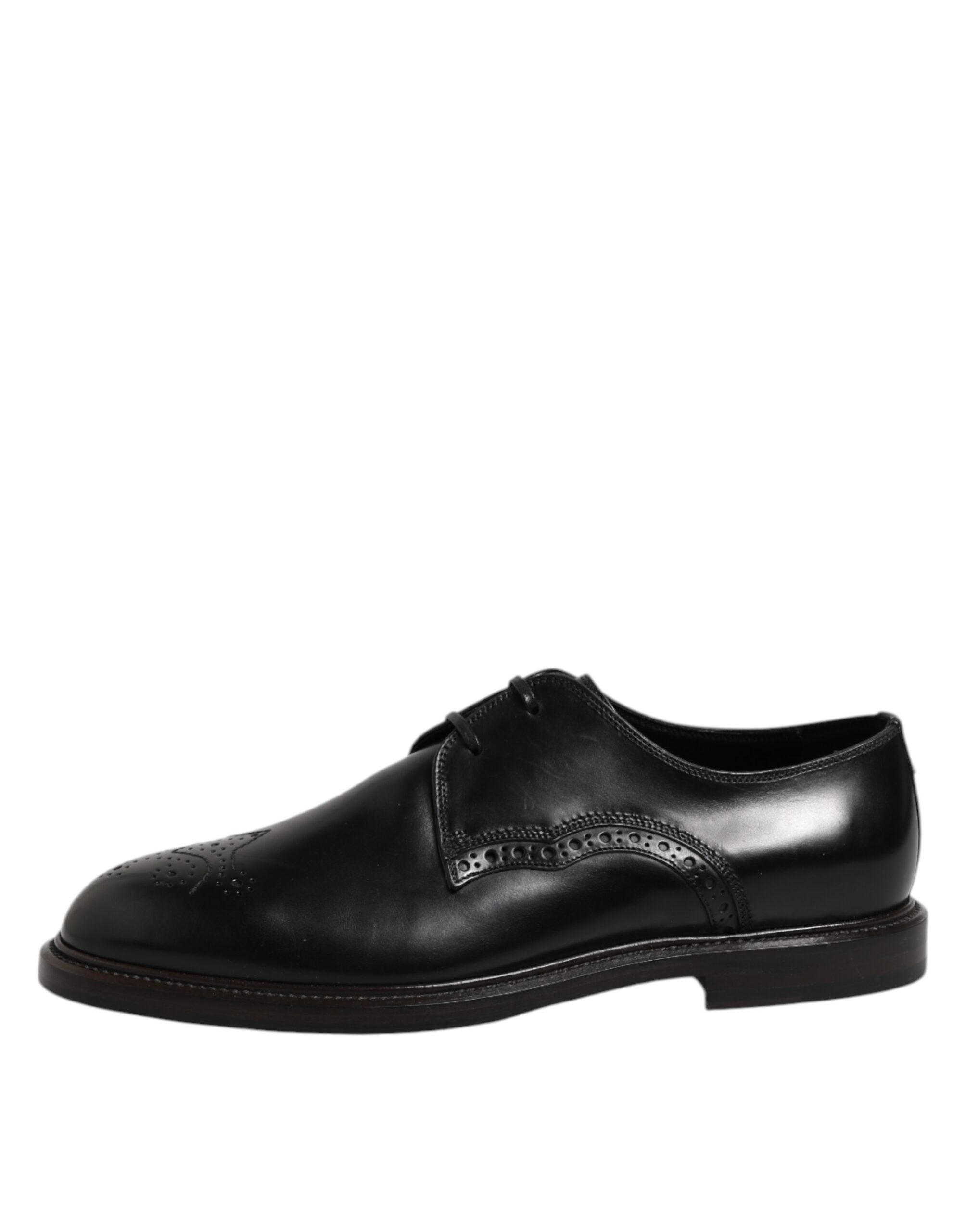Dolce & Gabbana Black Leather Derby Wingtip Formal Shoes-6
