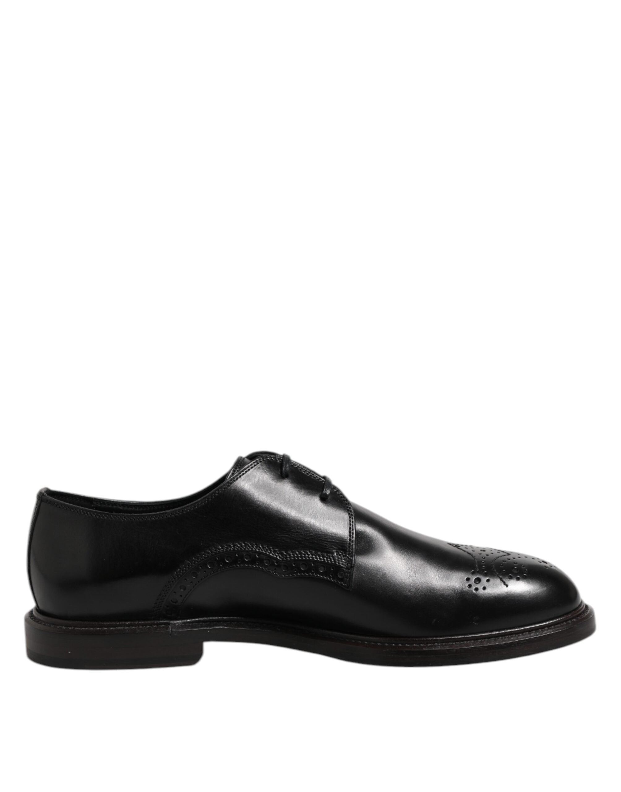 Dolce & Gabbana Black Leather Derby Wingtip Formal Shoes-1