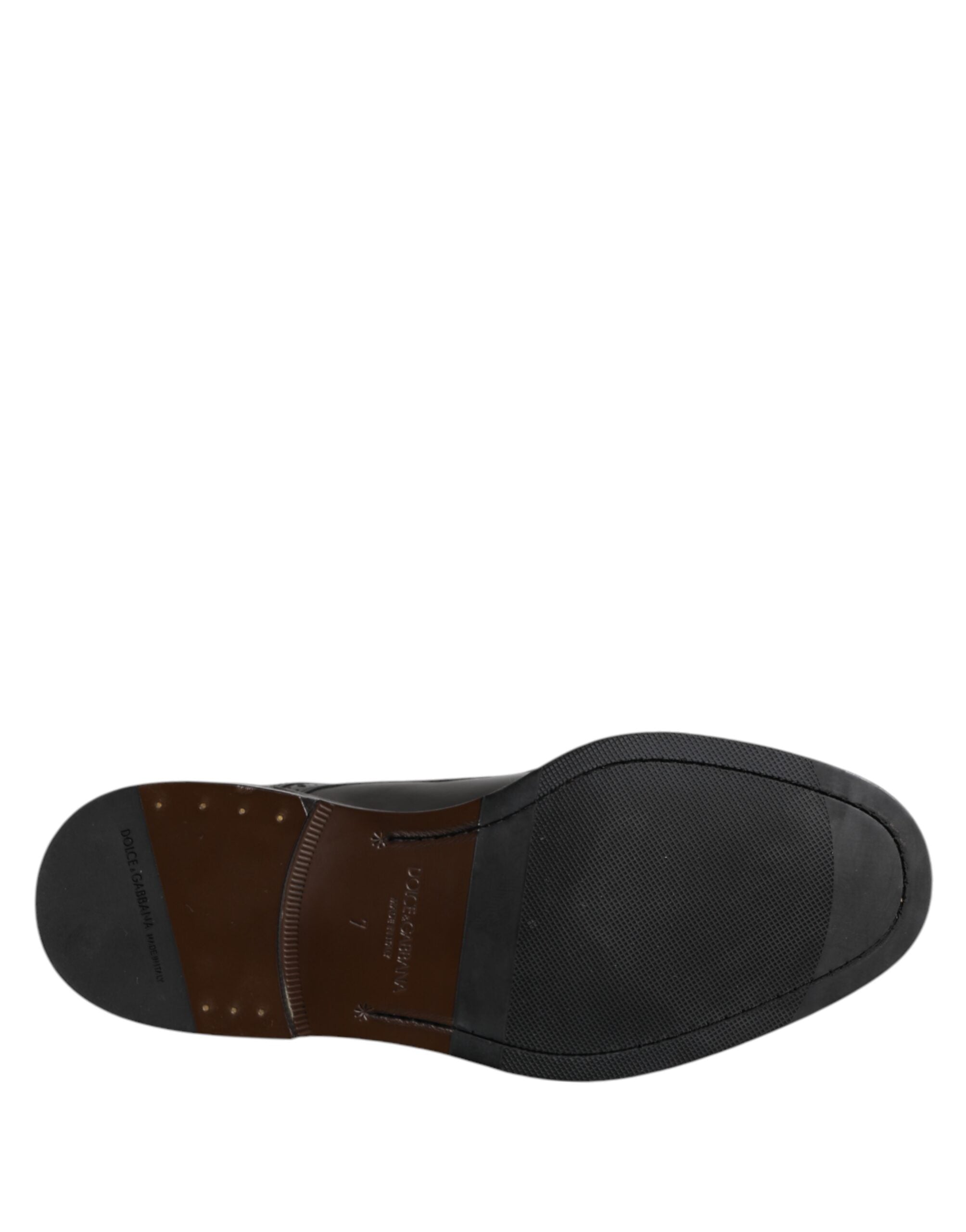 Dolce & Gabbana Black Leather Derby Wingtip Formal Shoes-8