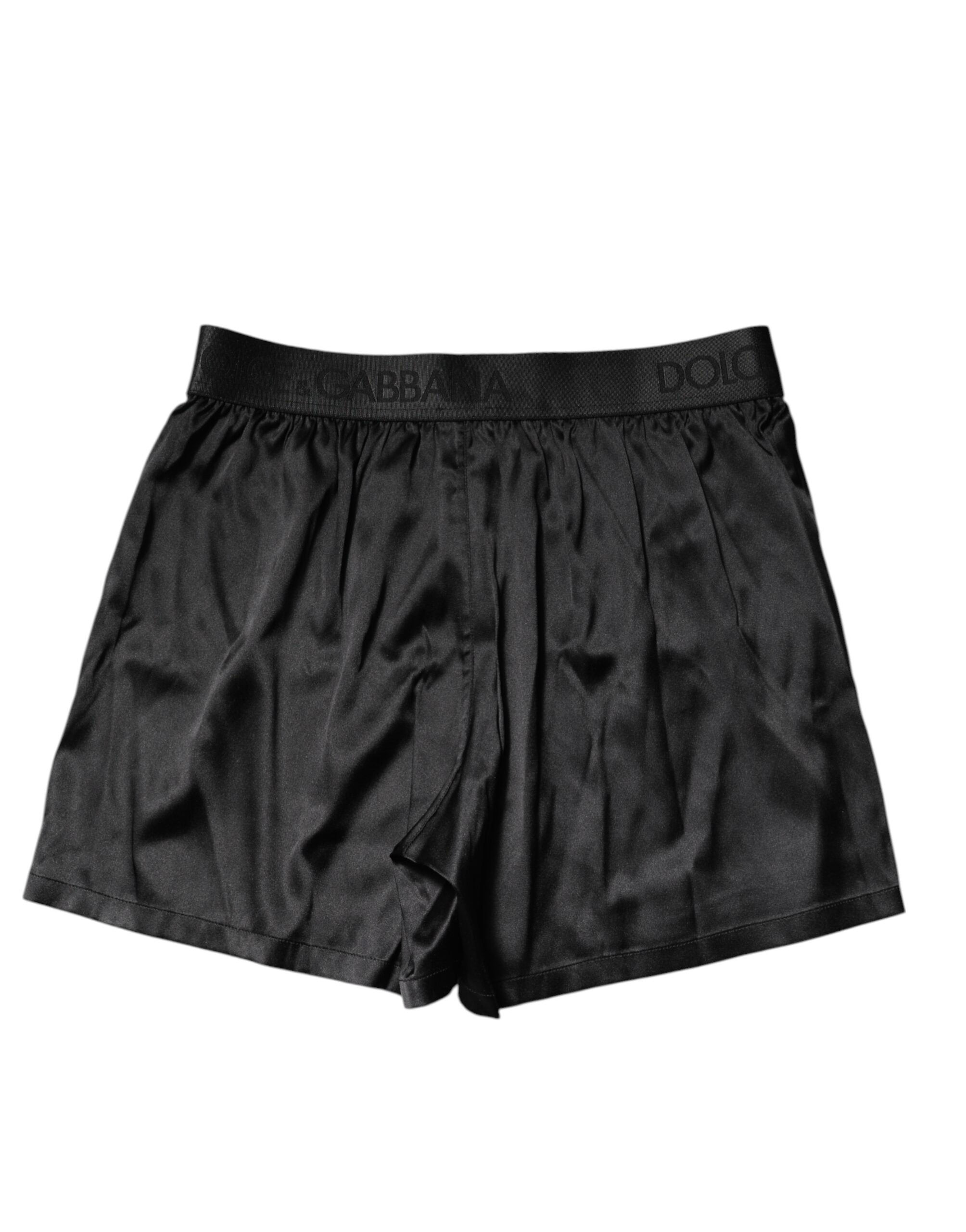 Dolce & Gabbana Black Logo Regular Waist Boxer Shorts Underwear-4