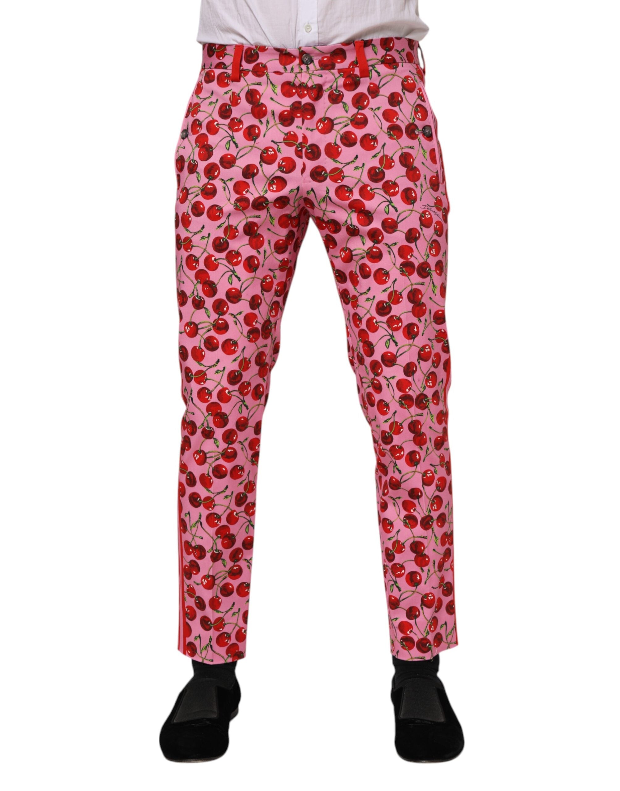 Dolce & Gabbana Rosa Kirschen Print Baumwolle Kleid Hose-2
