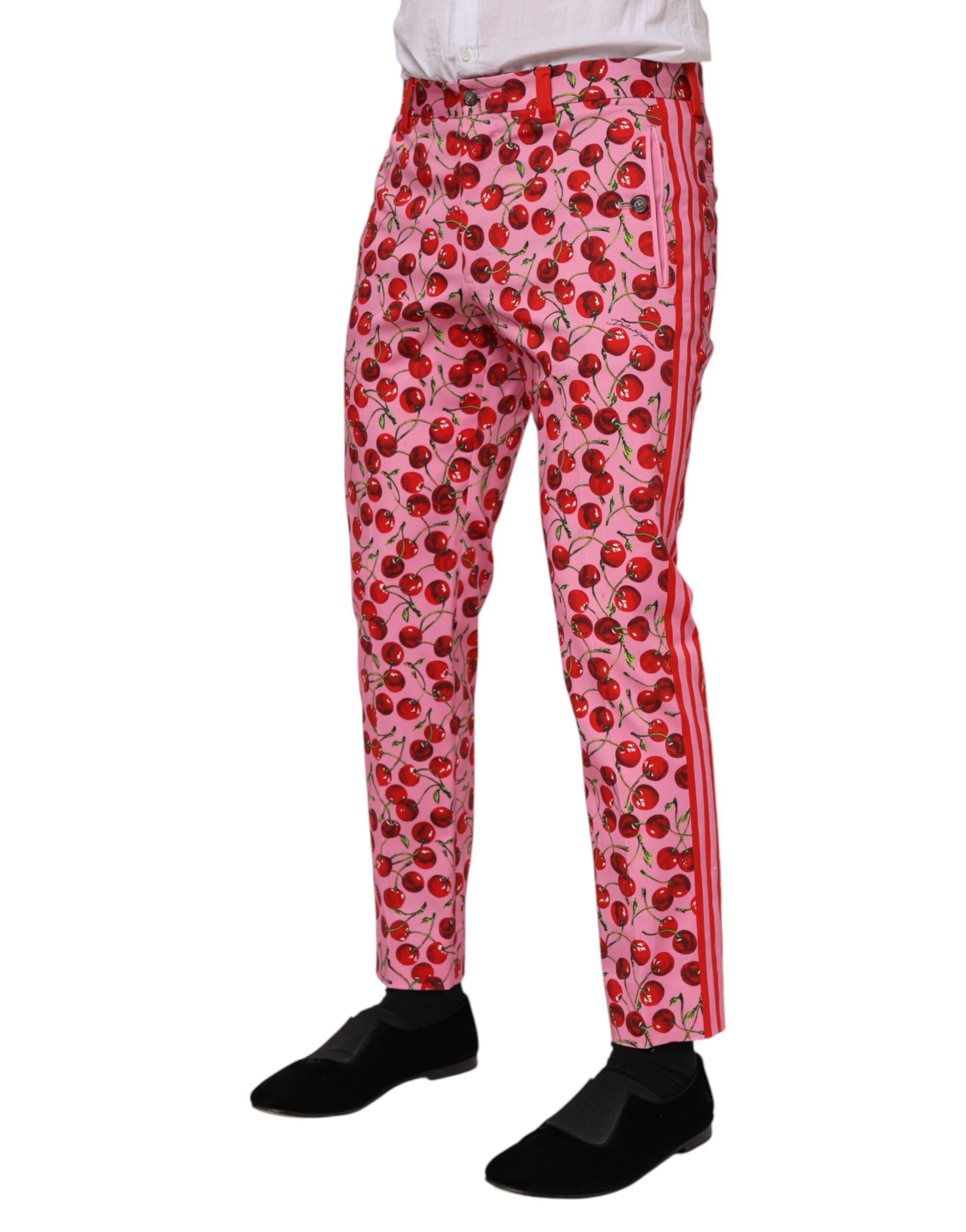 Dolce & Gabbana Rosa Kirschen Print Baumwolle Kleid Hose-3