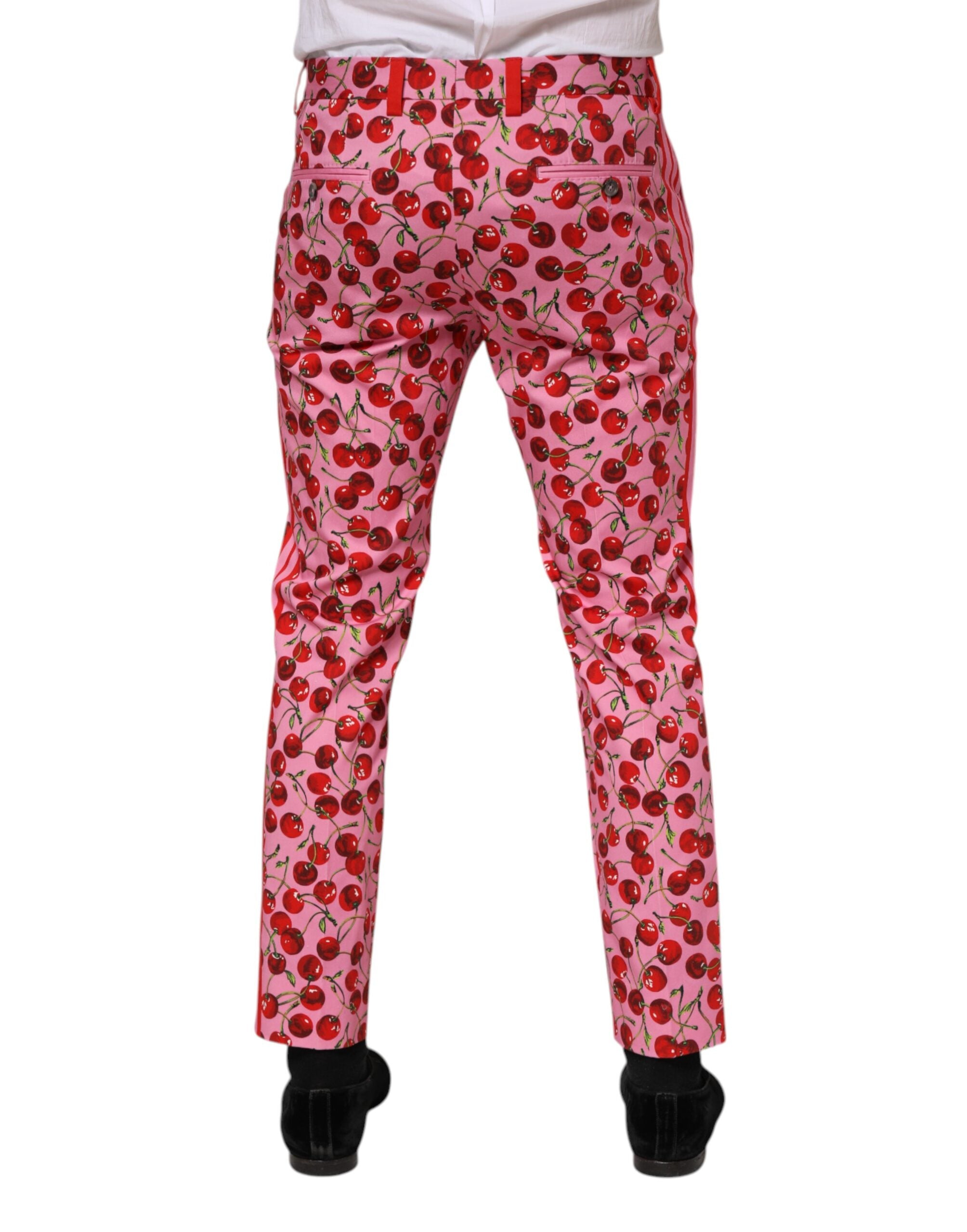 Dolce & Gabbana Rosa Kirschen Print Baumwolle Kleid Hose-4
