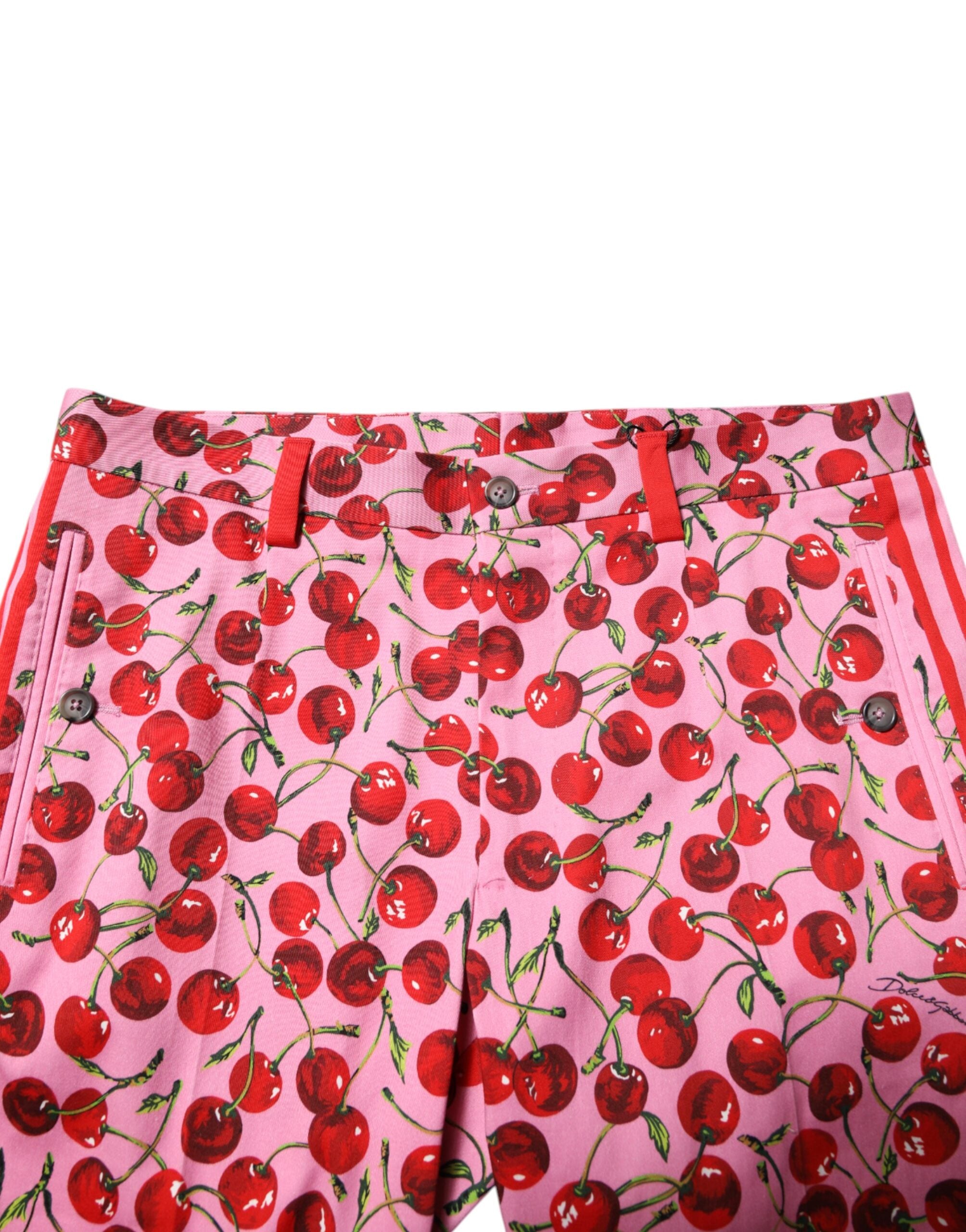 Dolce & Gabbana Rosa Kirschen Print Baumwolle Kleid Hose-5