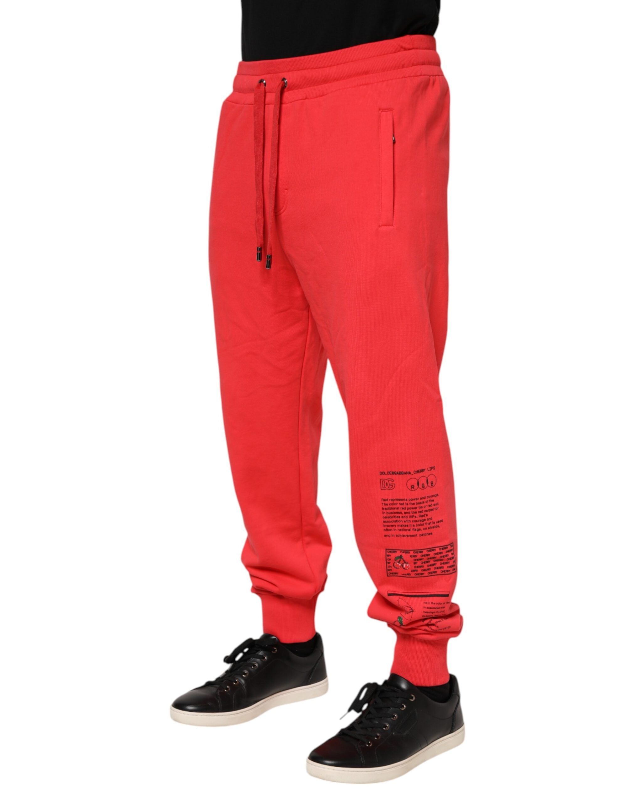 Dolce & Gabbana Rote Baumwolle Männer Jogger Sweatpants Hosen-3