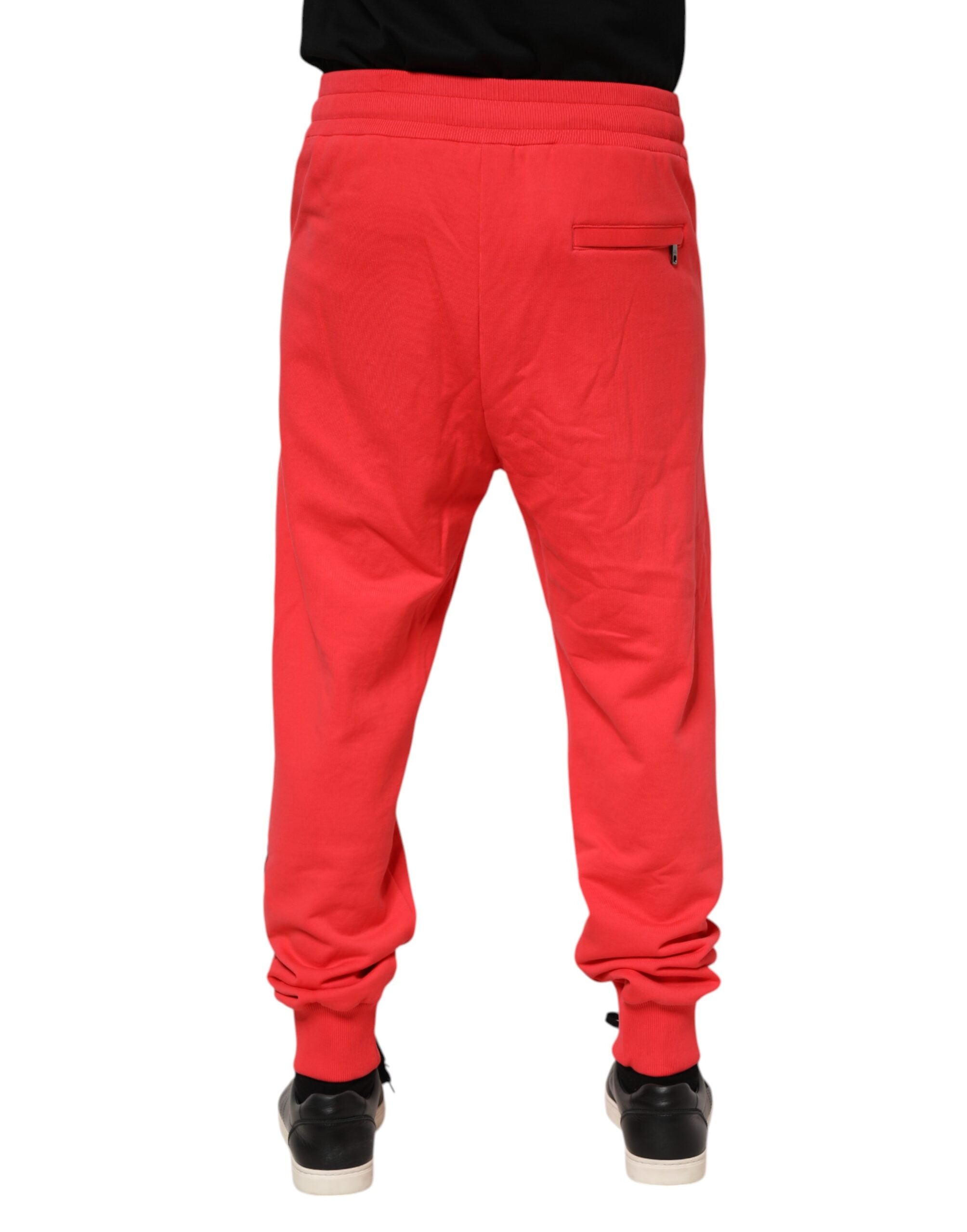Dolce & Gabbana Rote Baumwolle Männer Jogger Sweatpants Hosen-4