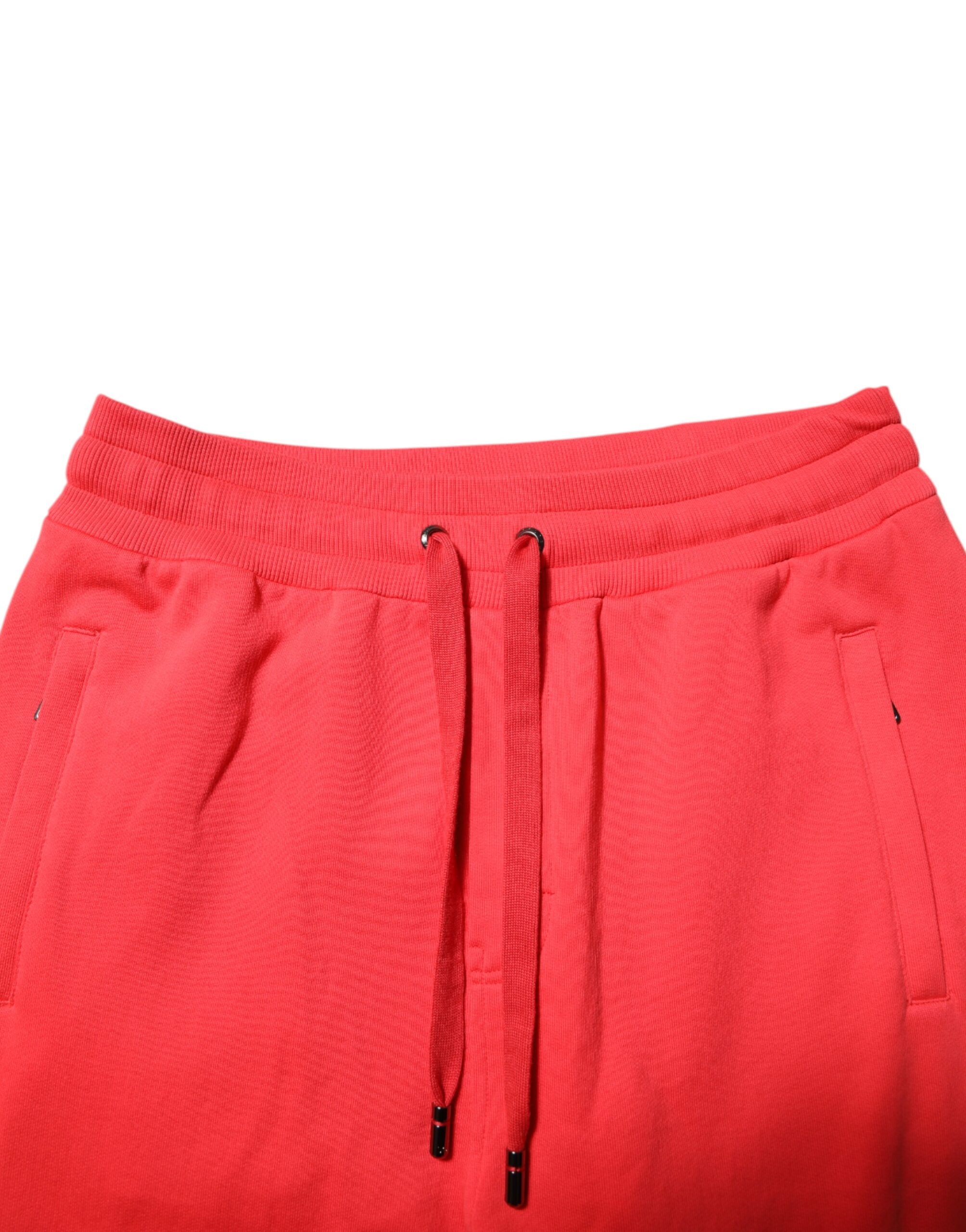 Dolce & Gabbana Rote Baumwolle Männer Jogger Sweatpants Hosen-5