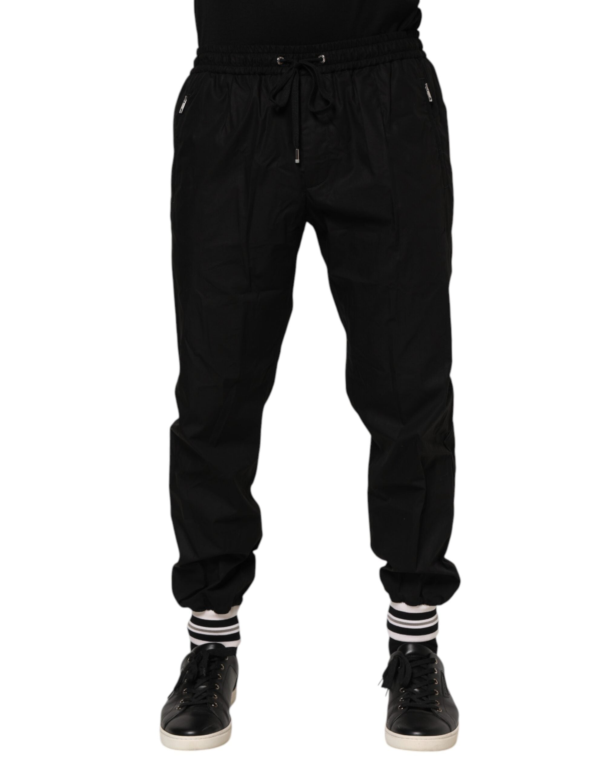 Dolce & Gabbana Black Cotton Logo Tape Men's Joggers-2