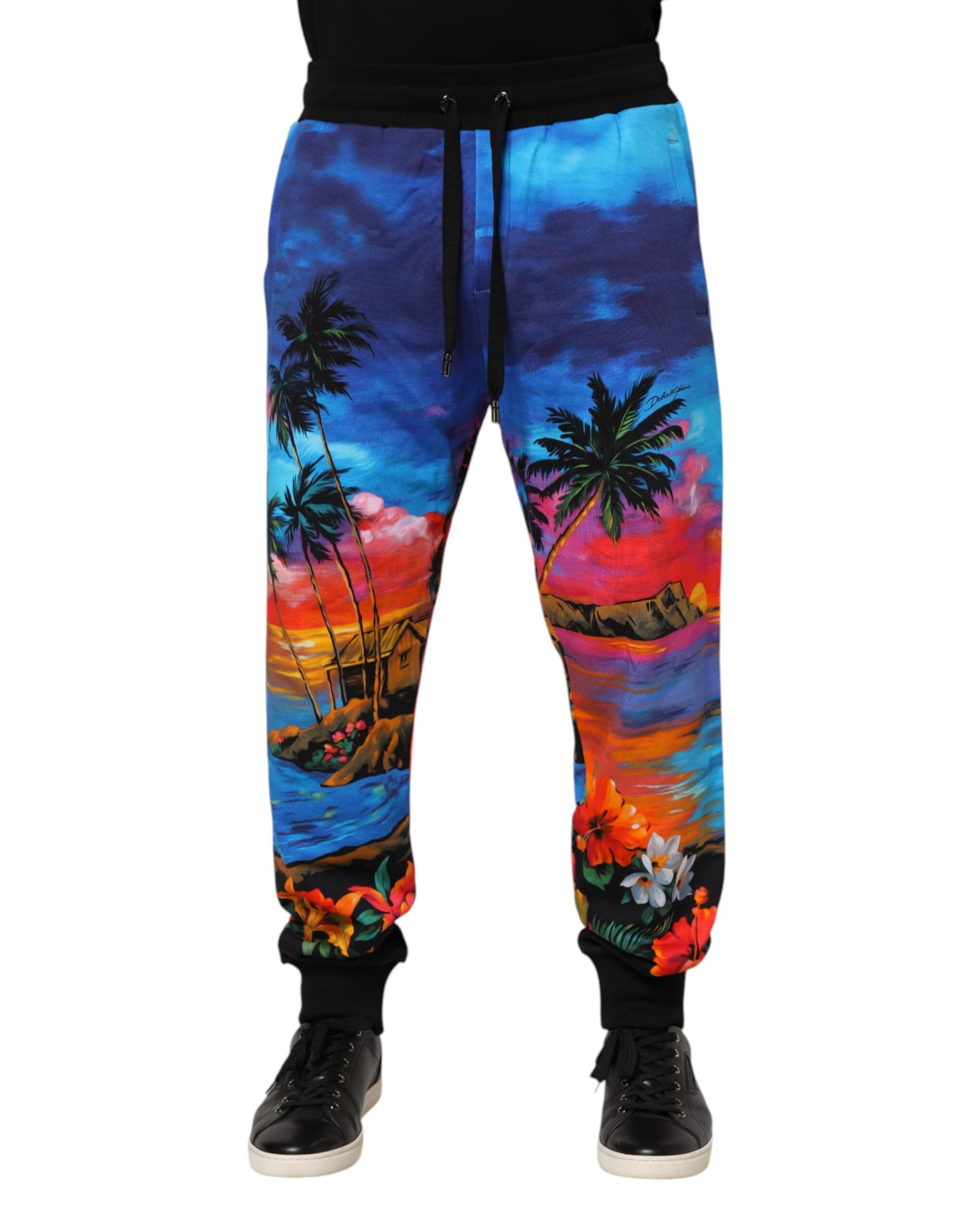 Dolce & Gabbana Blaue Jogginghose mit Hawaii-Print Jogginghose-1
