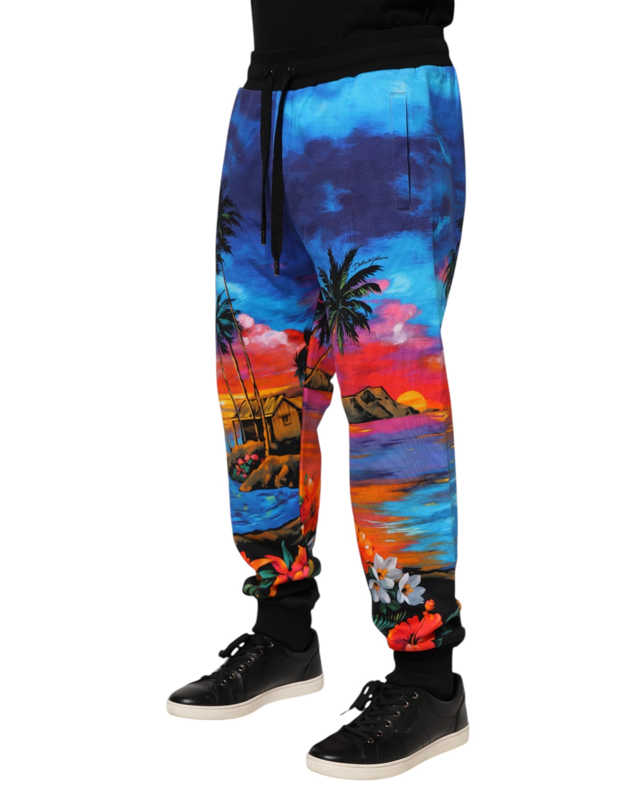 Dolce & Gabbana Blaue Jogginghose mit Hawaii-Print Jogginghose-3