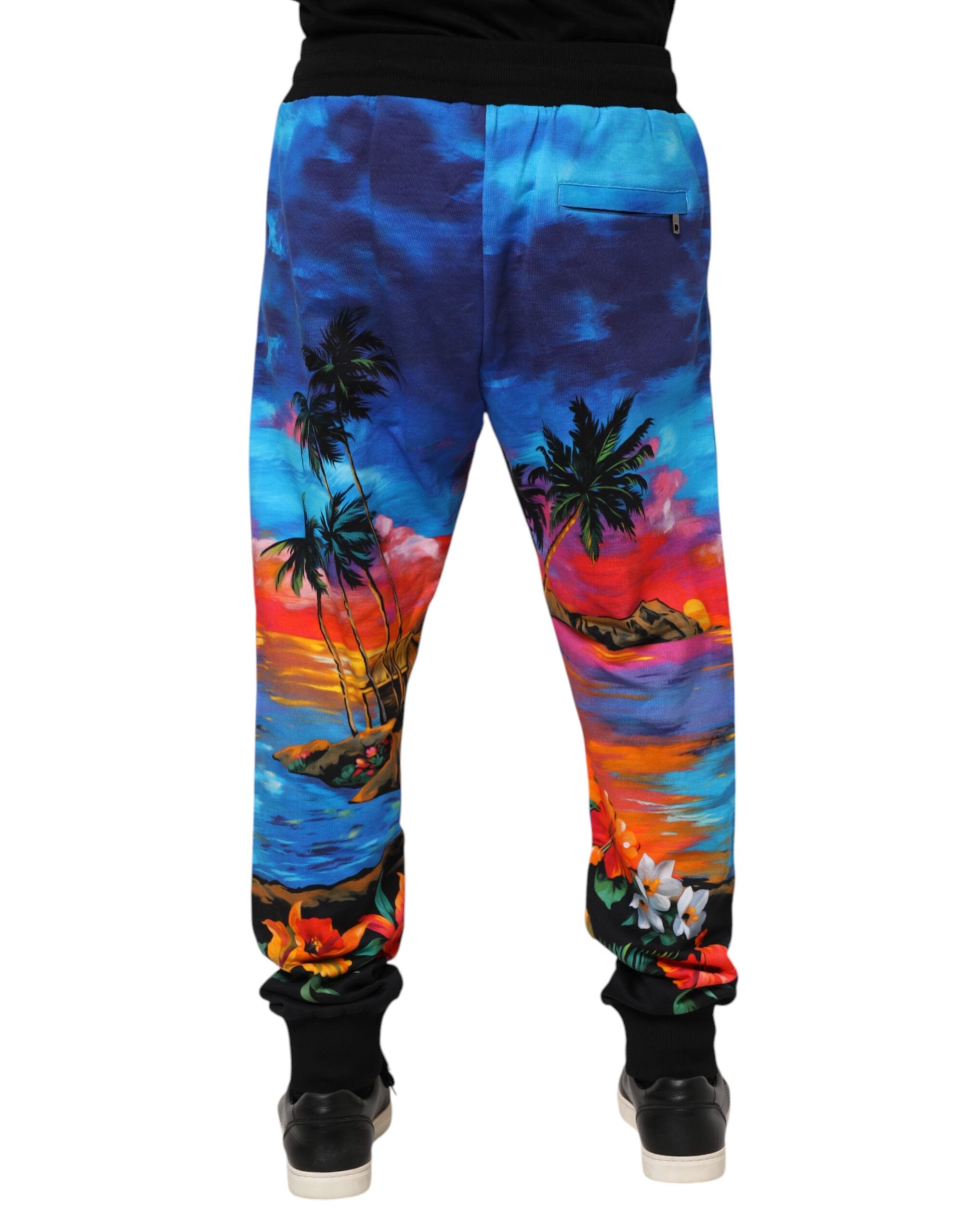 Dolce & Gabbana Blaue Jogginghose mit Hawaii-Print Jogginghose-4