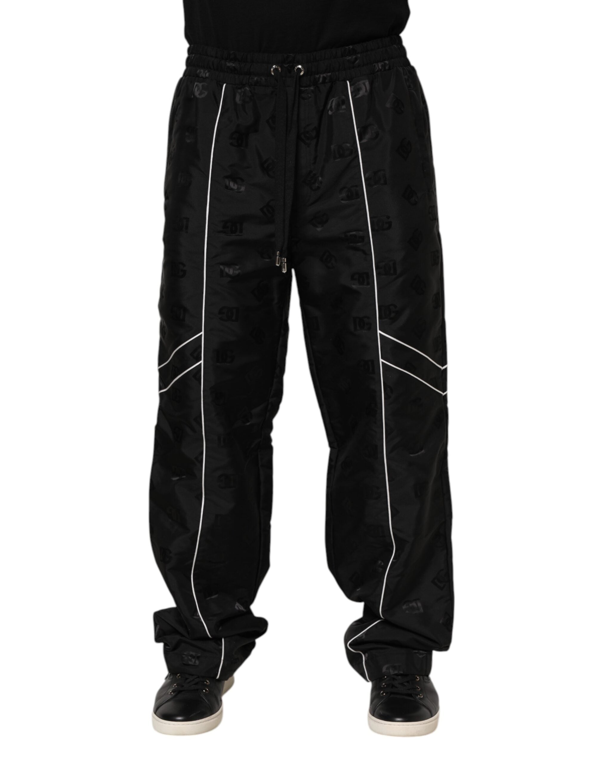 Dolce & Gabbana Schwarze gerade Baumwoll-Jogger-Sweatpants Hose-1