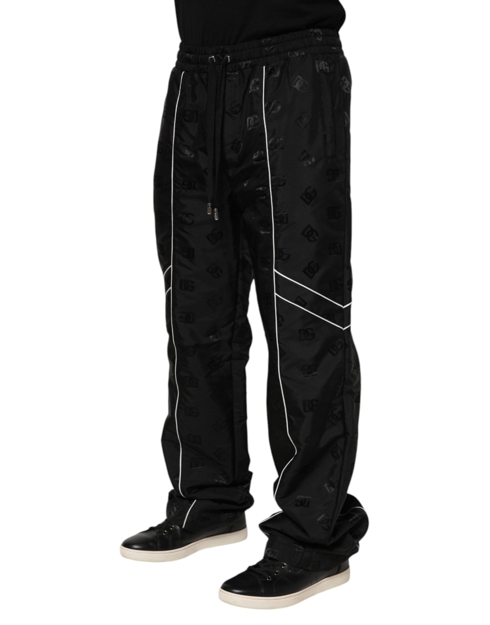 Dolce & Gabbana Schwarze gerade Baumwoll-Jogger-Sweatpants Hose-3