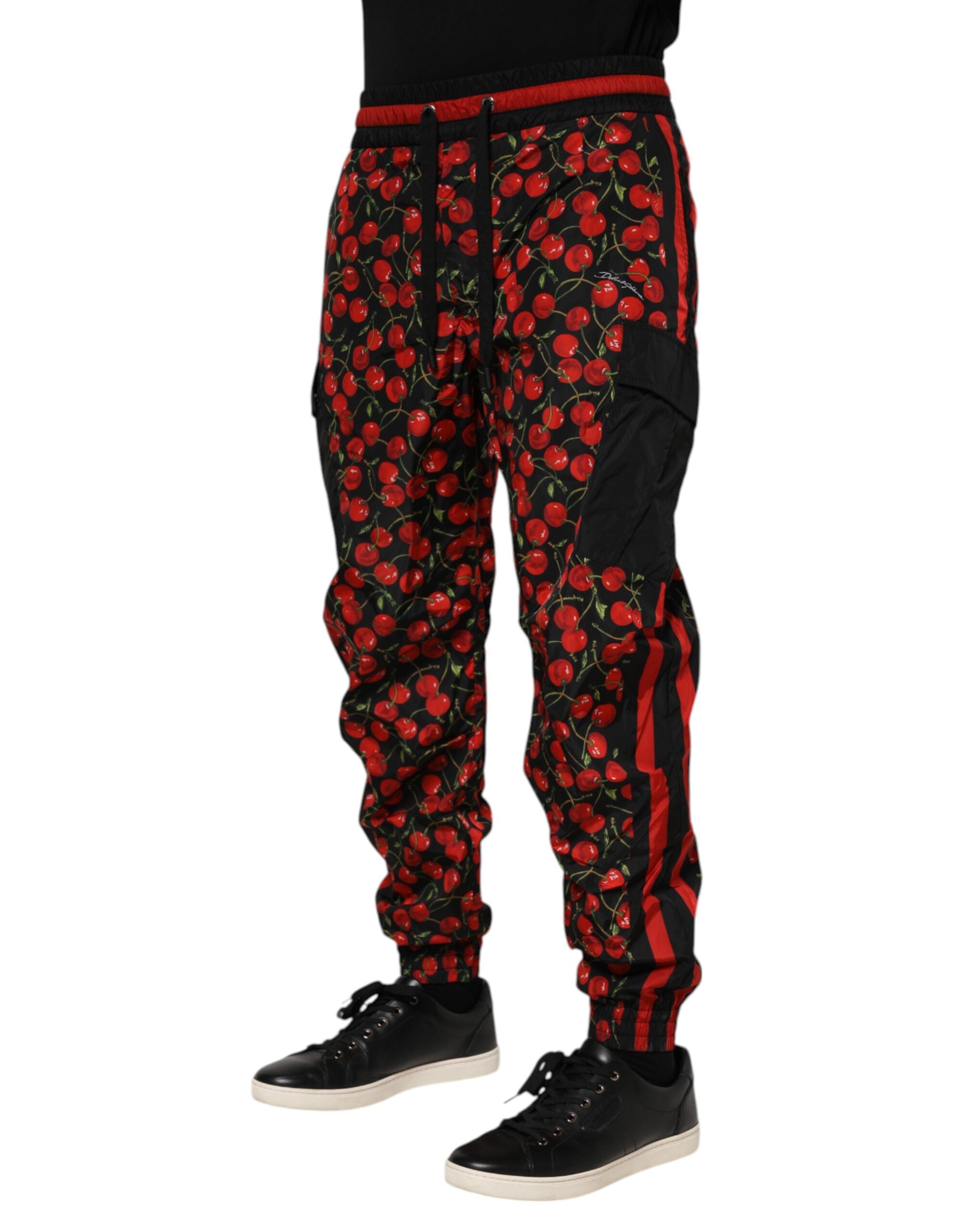 Dolce & Gabbana Black Red Cherry Print Men's Sweatpants Trousers-3