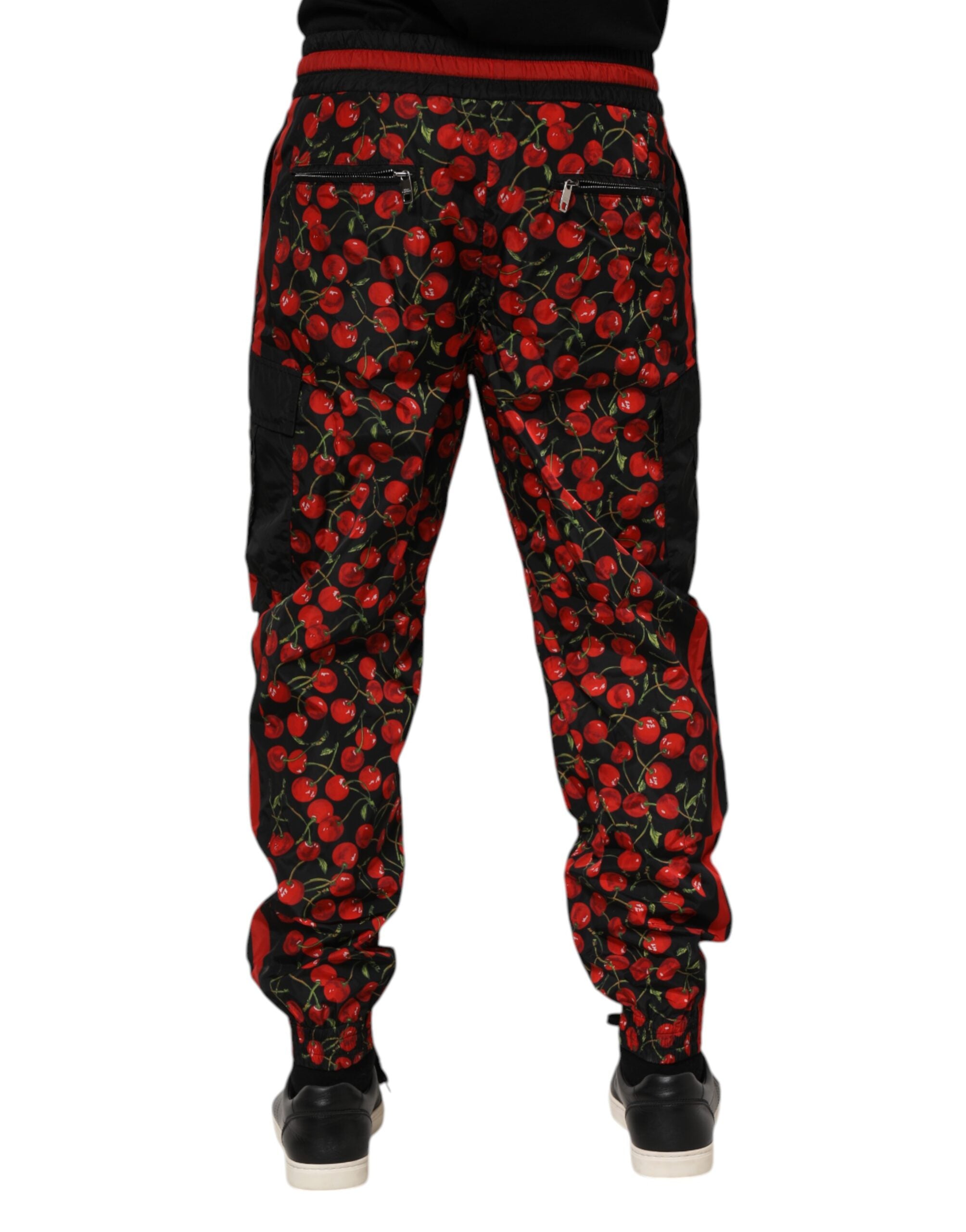 Dolce & Gabbana Black Red Cherry Print Men's Sweatpants Trousers-4