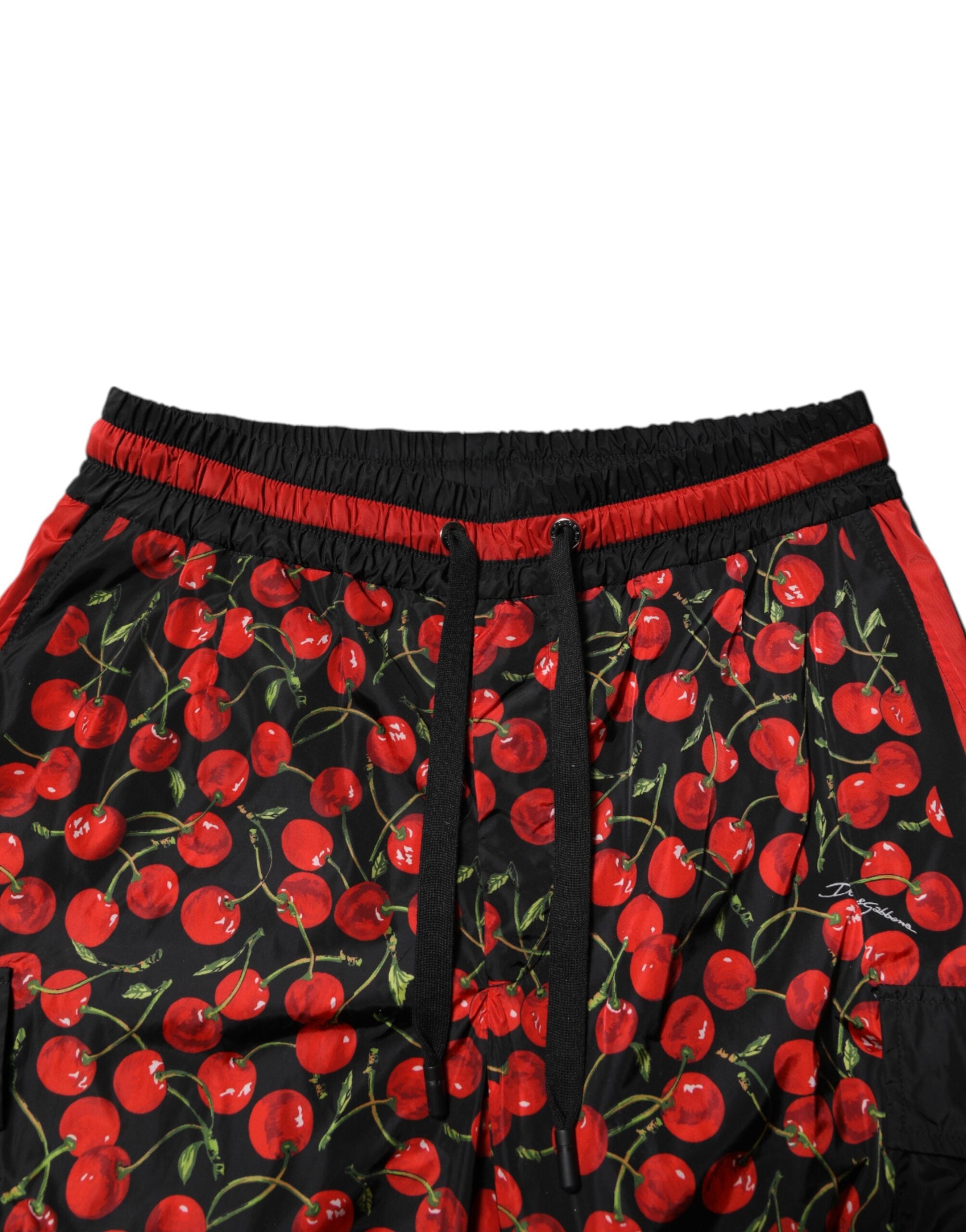 Dolce & Gabbana Black Red Cherry Print Men's Sweatpants Trousers-5