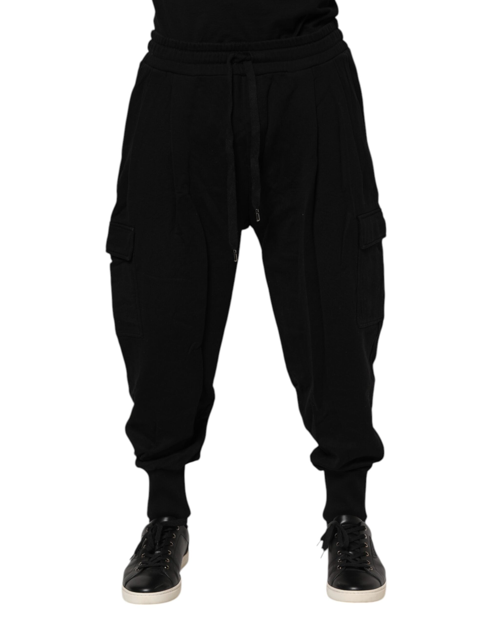 Dolce & Gabbana Black Cotton Logo Jogger Sweatpants-1