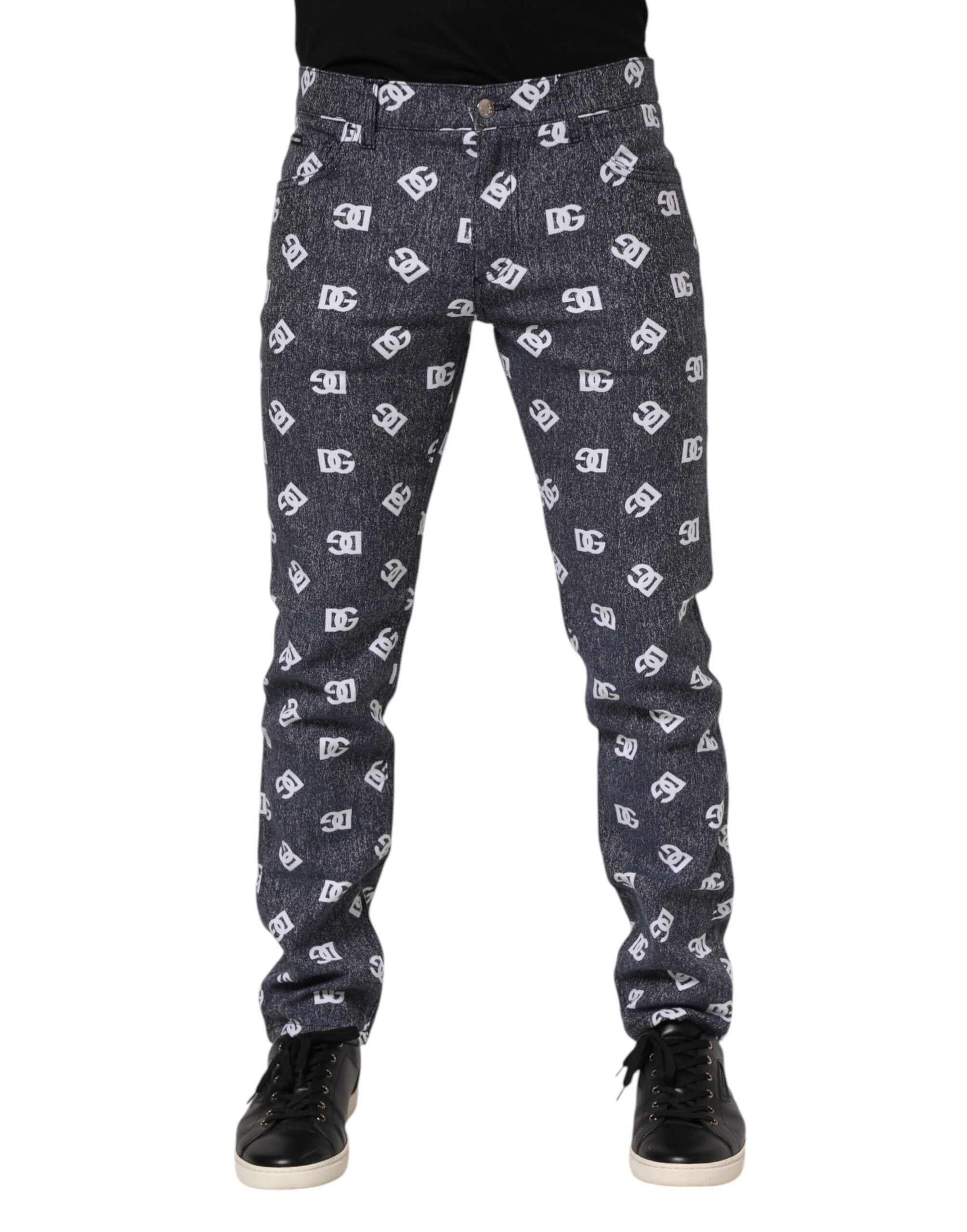 Dolce & Gabbana Dark Grey Logo Cotton Skinny Slim Denim Jeans-2
