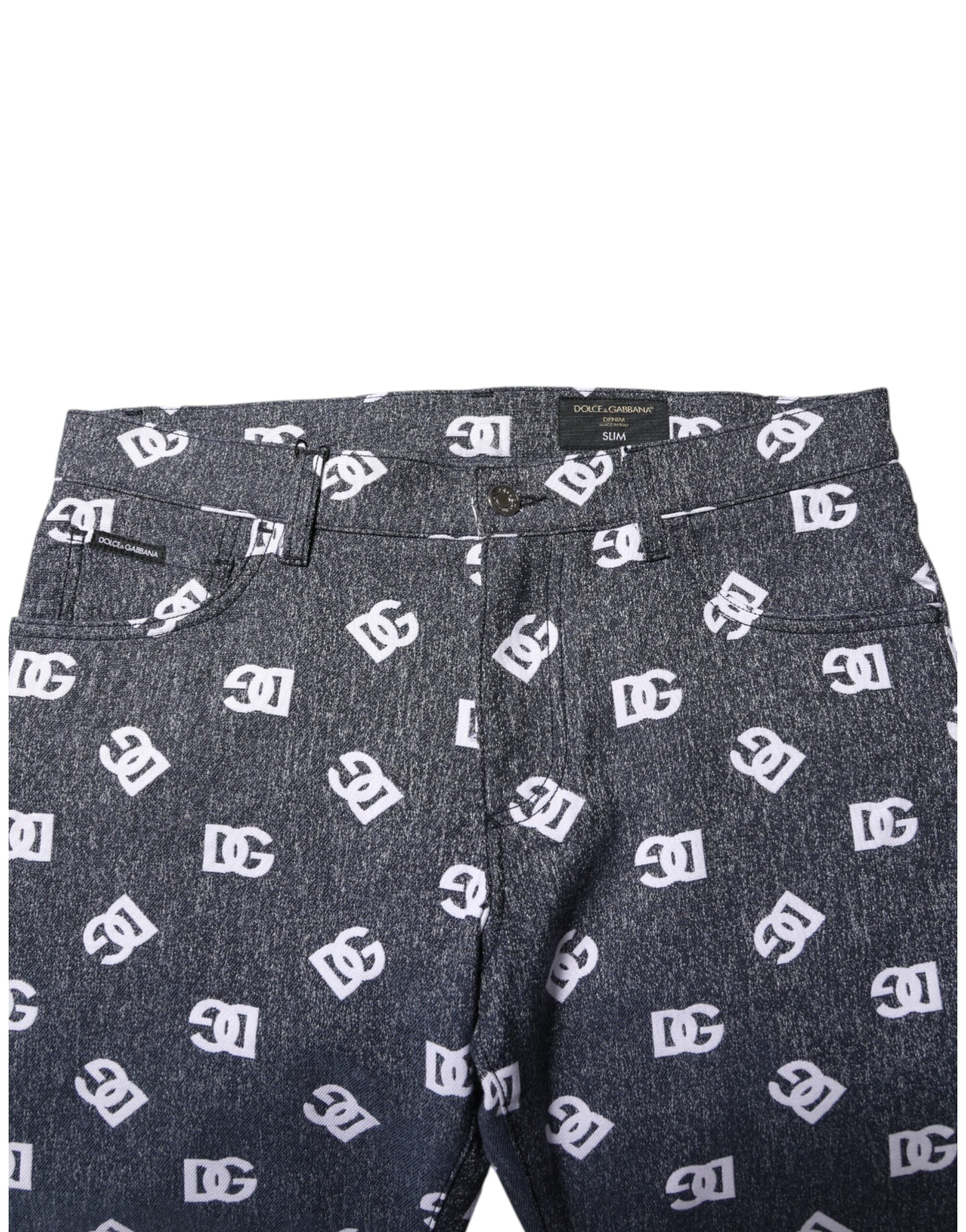 Dolce & Gabbana Dark Grey Logo Cotton Skinny Slim Denim Jeans-5