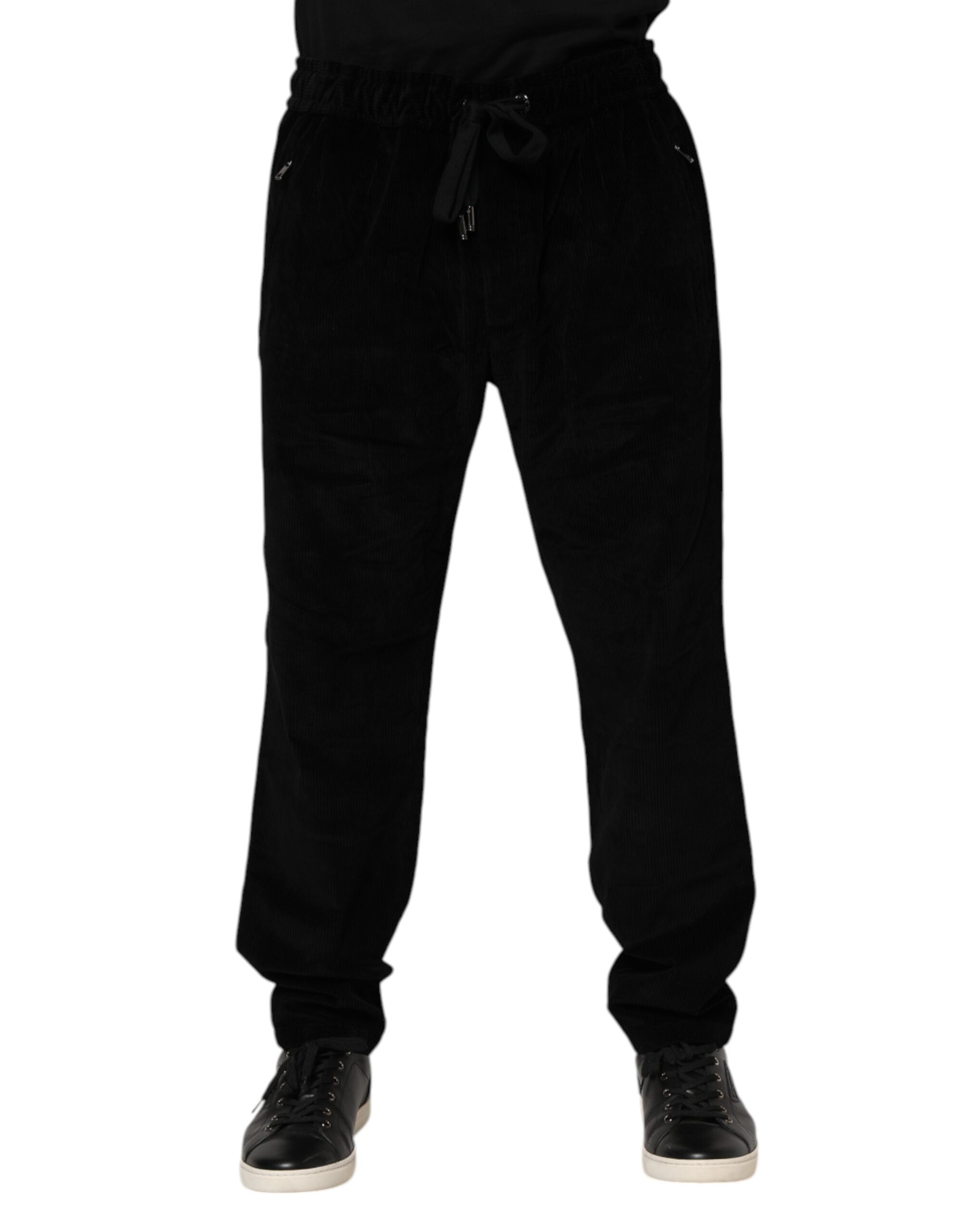 Dolce & Gabbana Schwarz Baumwolle Männer Jogger Sweatpants Hosen-1