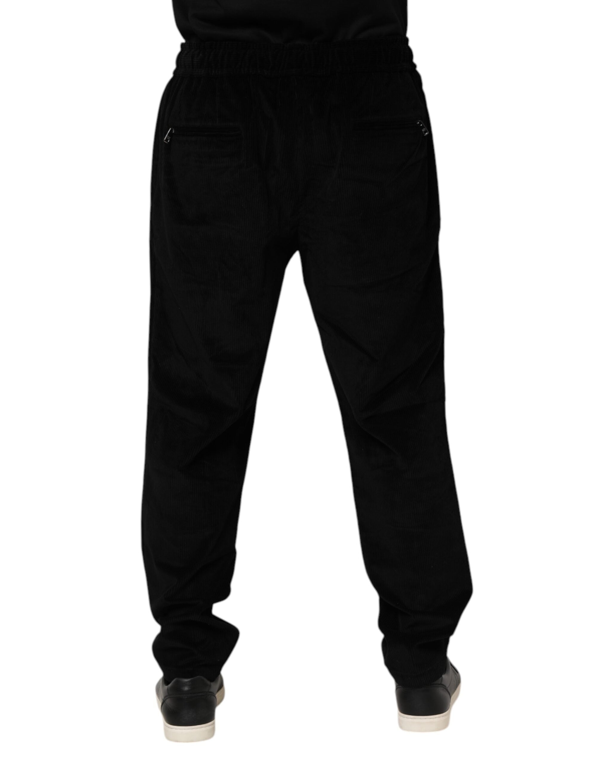 Dolce & Gabbana Schwarz Baumwolle Männer Jogger Sweatpants Hosen-4