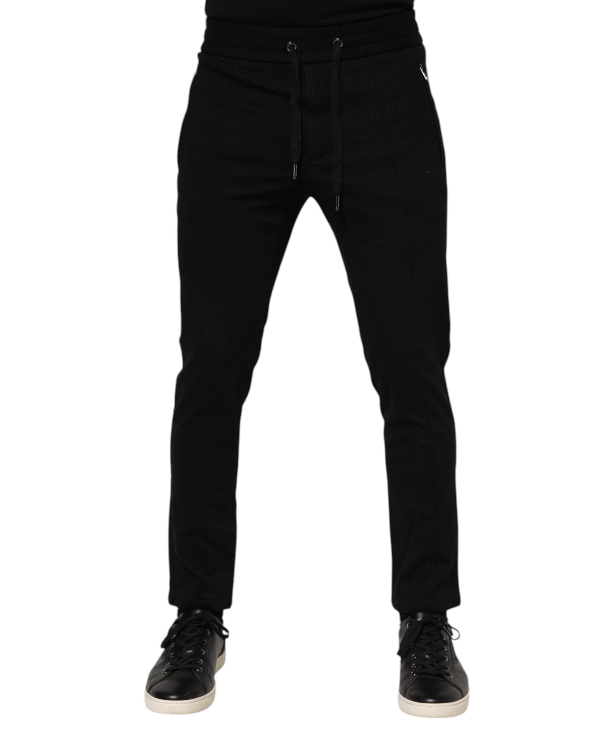Dolce & Gabbana Schwarze Viskose Kordelzug Herren Jogger Hose-2
