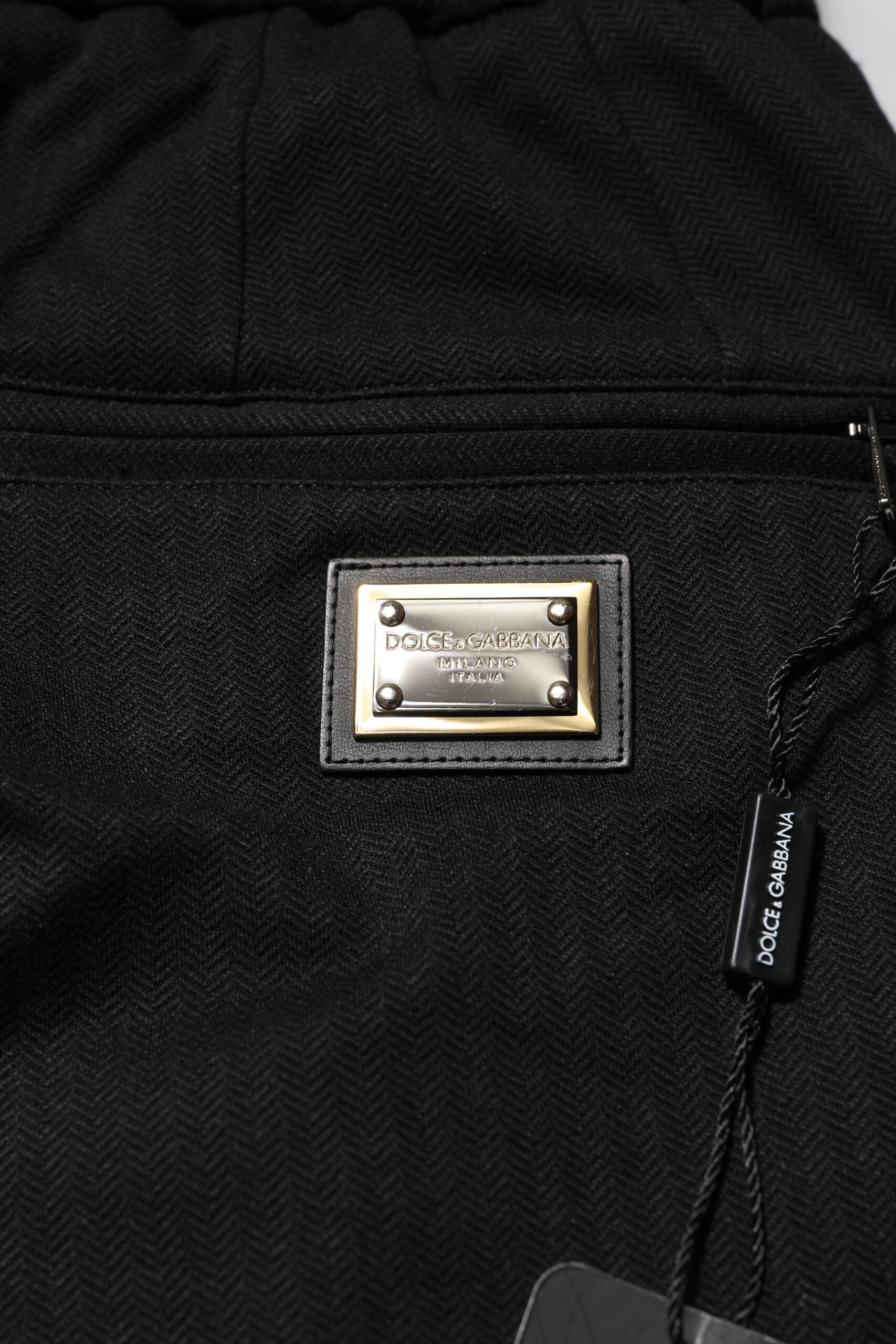 Dolce & Gabbana Schwarze Viskose Kordelzug Herren Jogger Hose-6