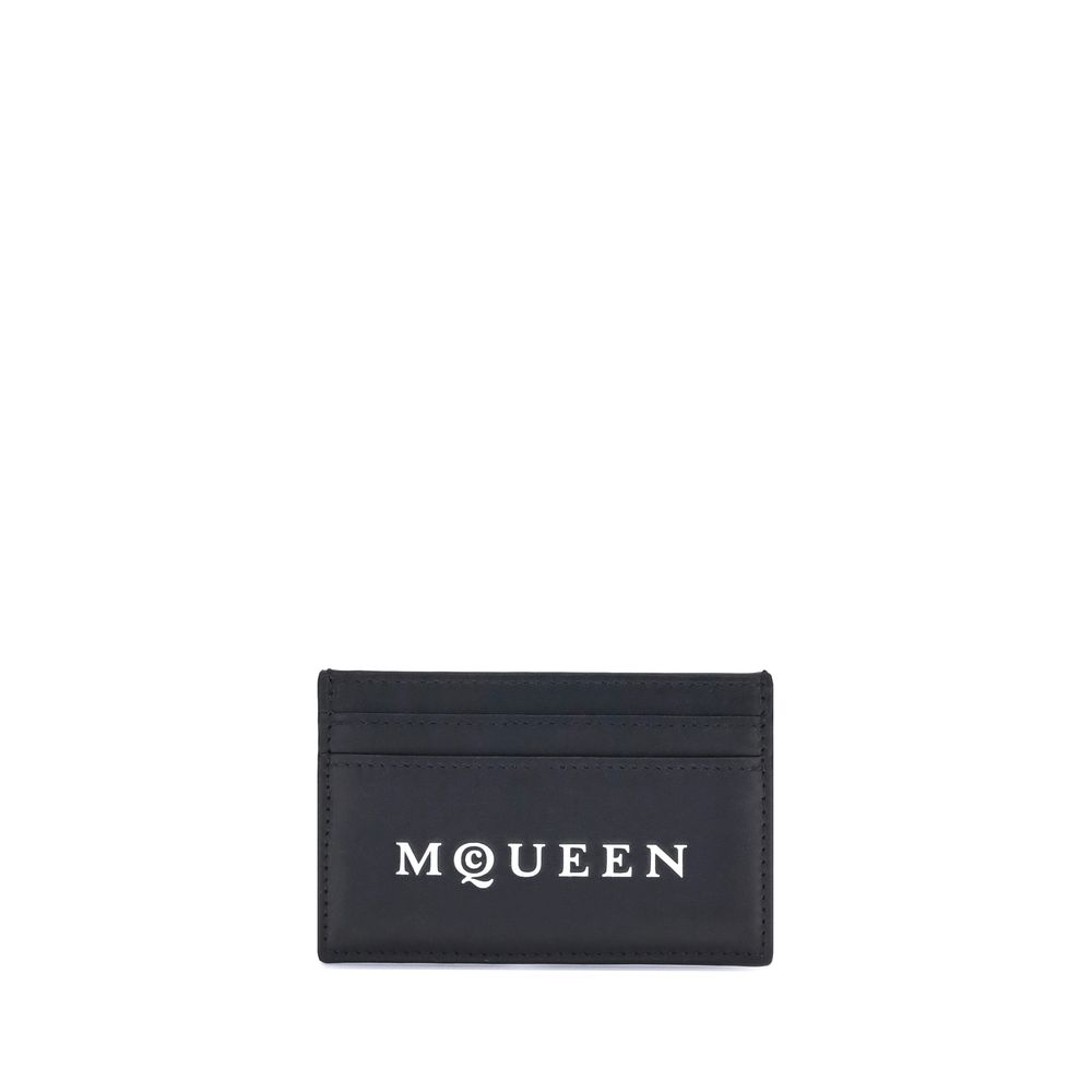 Alexander McQueen Schwarzes Kalb Leder Bos Taurus Geldbörse