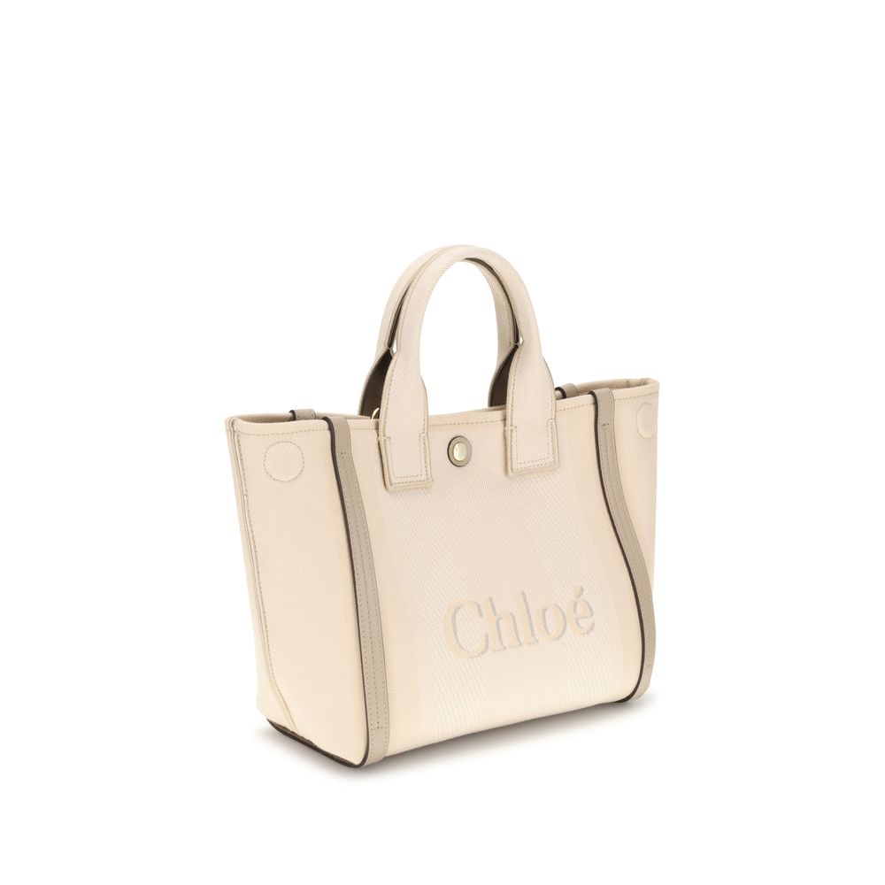 Bolso de mano de algodón beige de Chloé-3