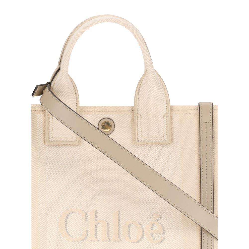 Bolso de mano de algodón beige de Chloé-4