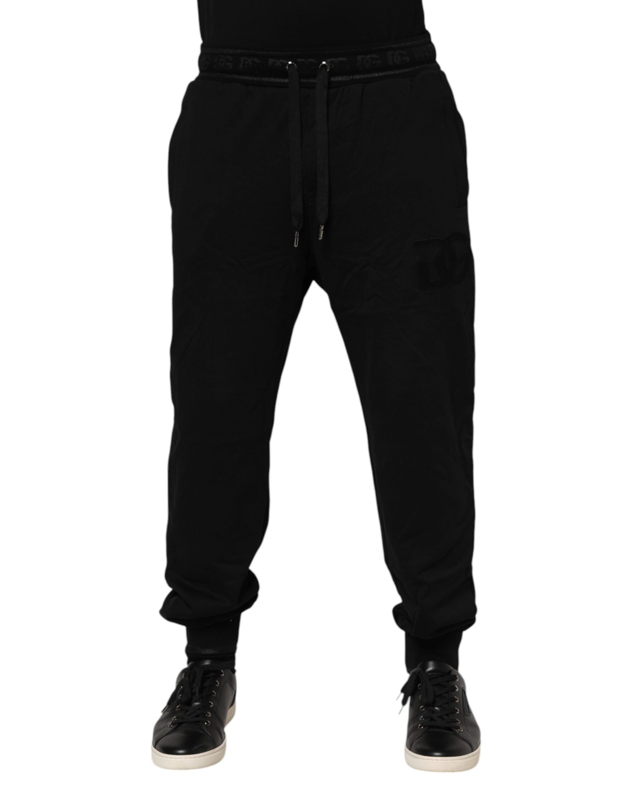 Dolce & Gabbana Black Cotton Joggers with Drawstring-2