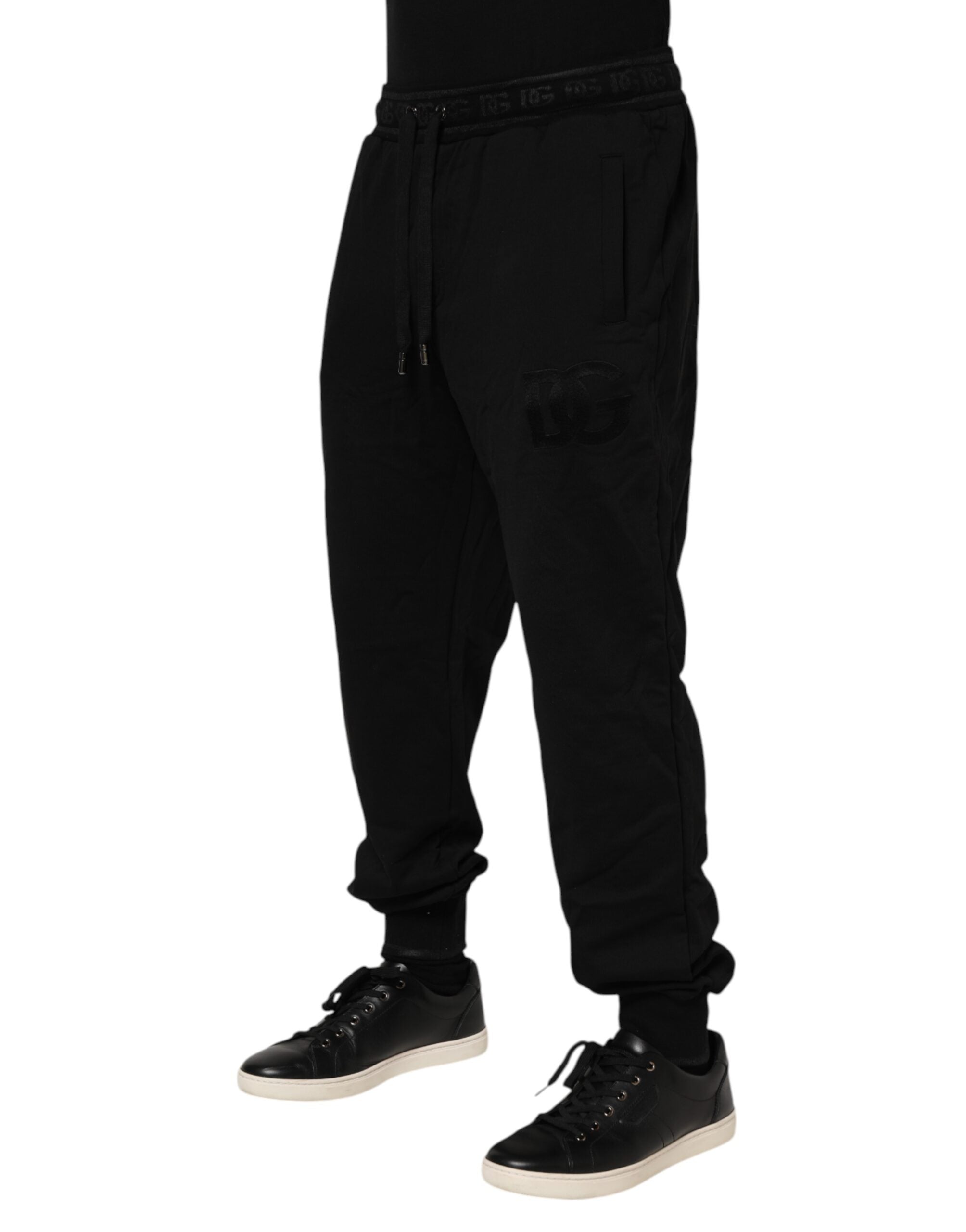 Dolce & Gabbana Black Cotton Joggers with Drawstring-3