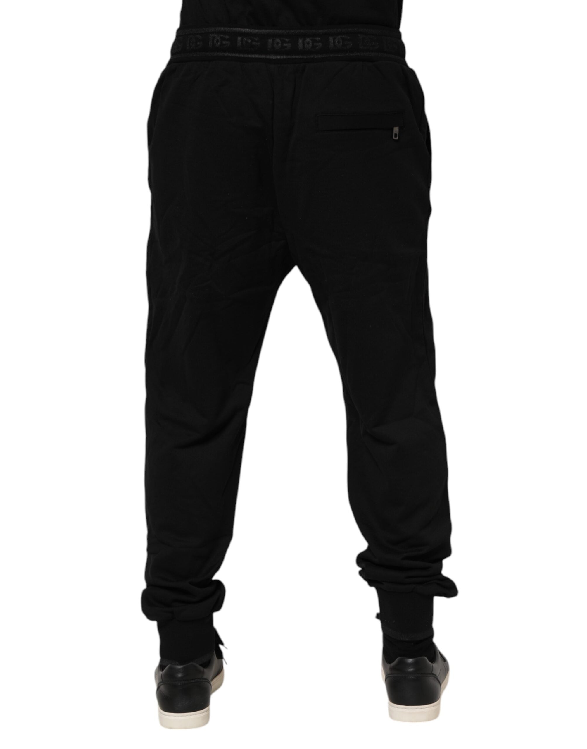 Dolce & Gabbana Black Cotton Joggers with Drawstring-4