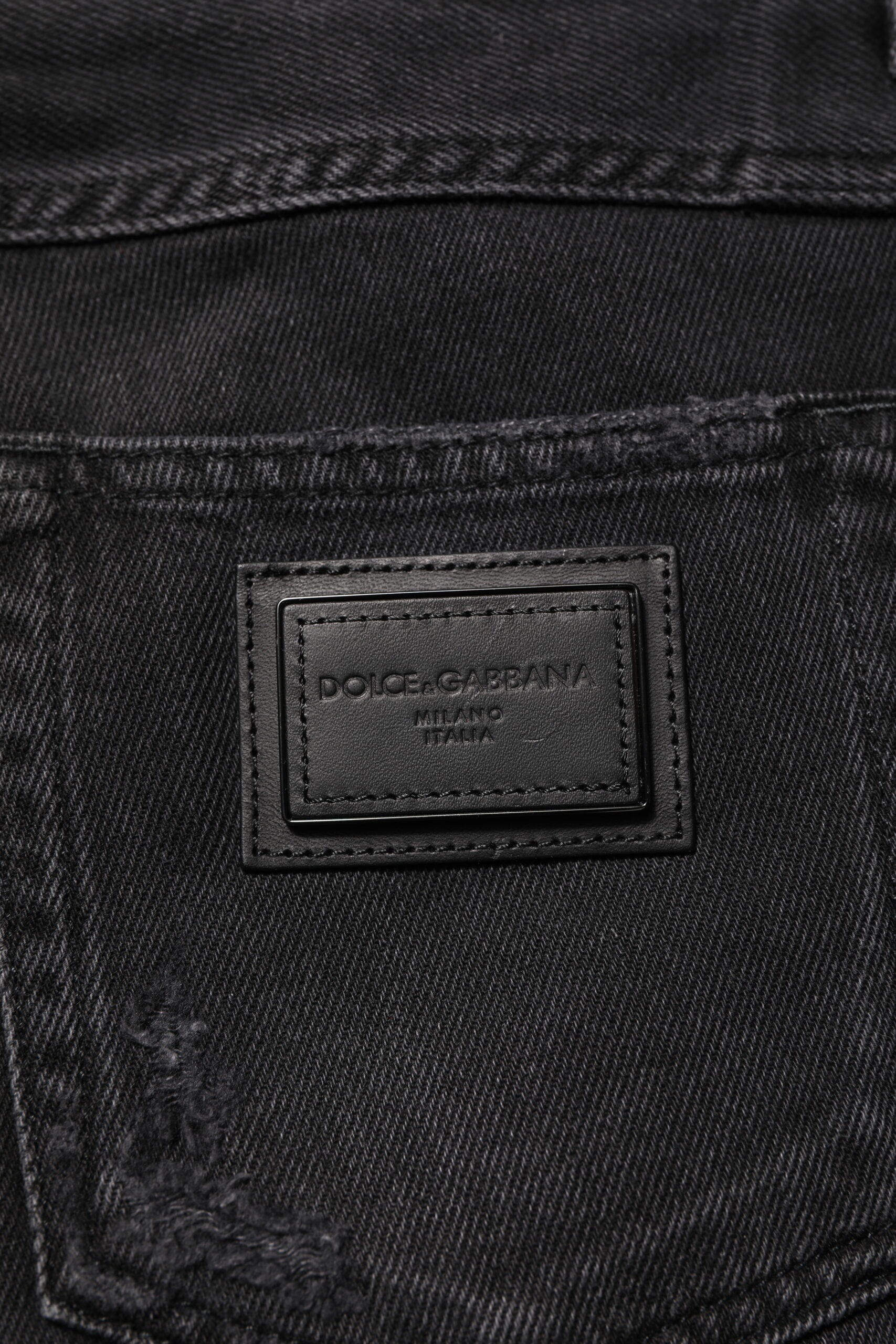 Dolce & Gabbana Black Cotton Logo Plaque Skinny Denim Jeans-6